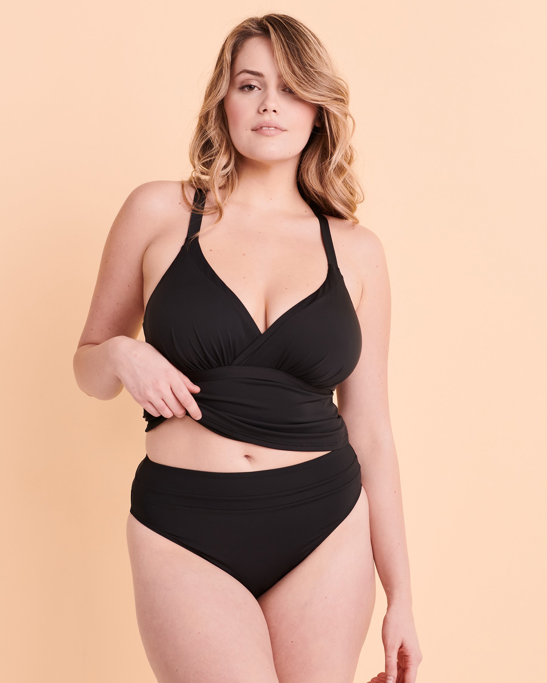 EAU DE SEA OCEAN BLUES D Cup Cross Back Tankini Top Black 01200043 - View3