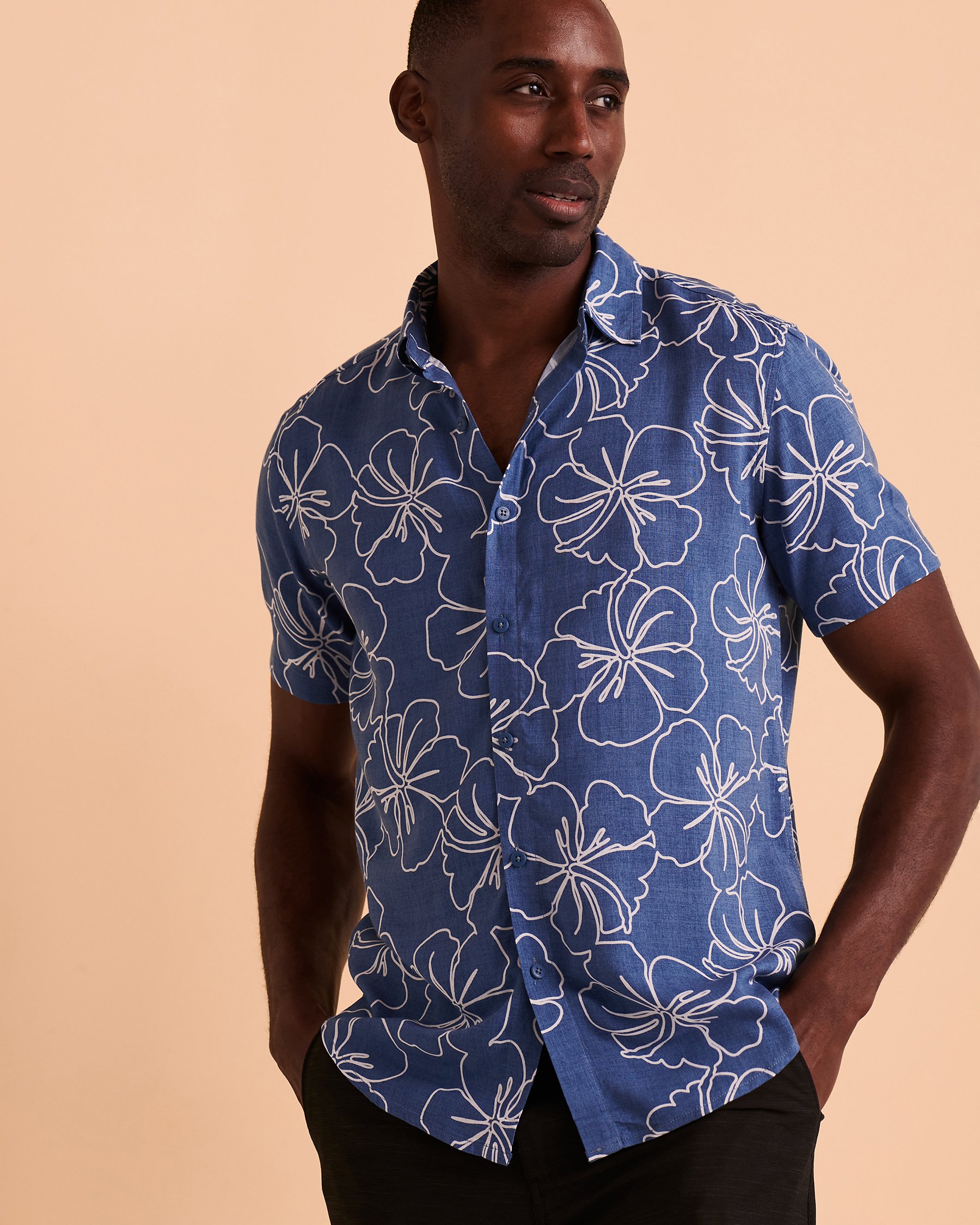 ENDLESS SUMMER Short Sleeve Button-down Shirt Floral E50605 - View1