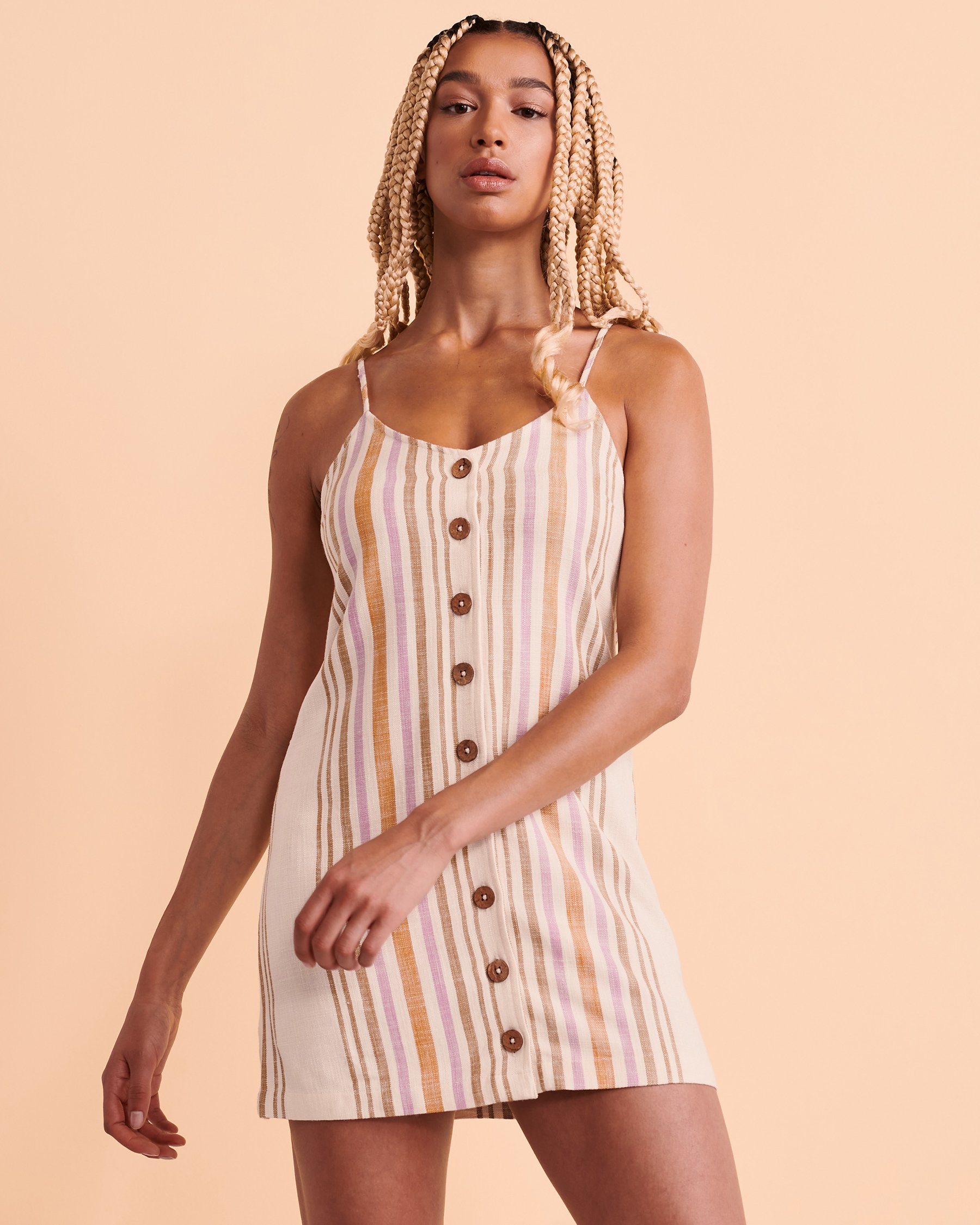 RIP CURL MONTEGO BAY Thin Straps Button-down Dress Stripes 01HWDR - View1