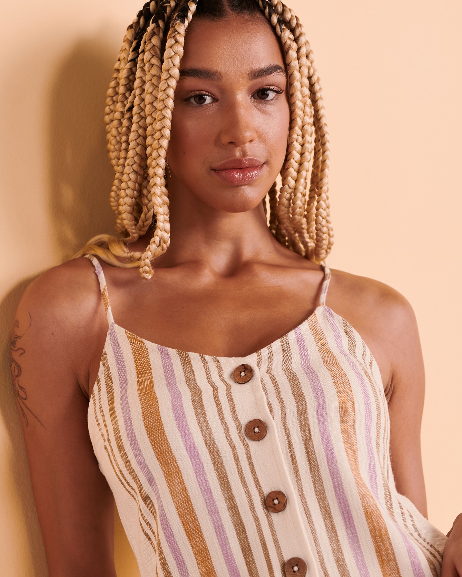 RIP CURL MONTEGO BAY Thin Straps Button-down Dress Stripes 01HWDR - View3