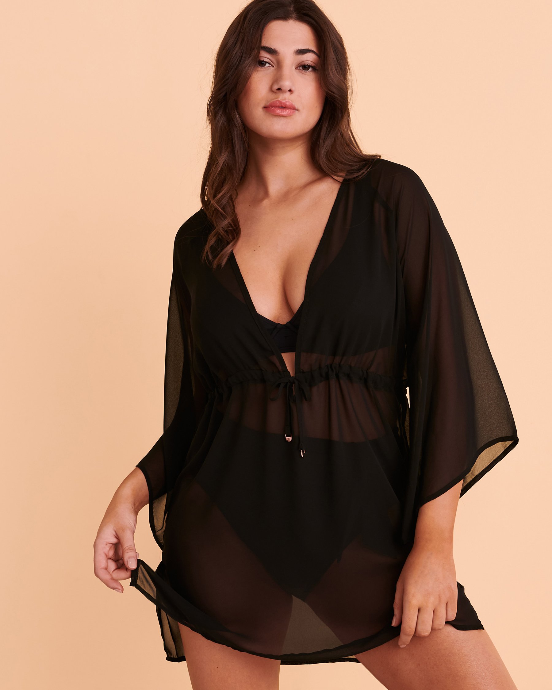 TURQUOISE COUTURE Robe décolleté plongeant en chiffon Noir 02300082 - View1