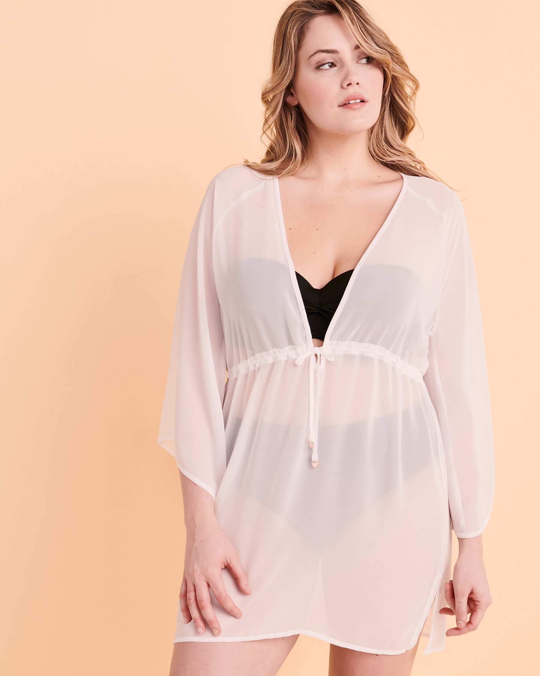 TURQUOISE COUTURE Robe décolleté plongeant en chiffon Blanc 02300082 - Voir1