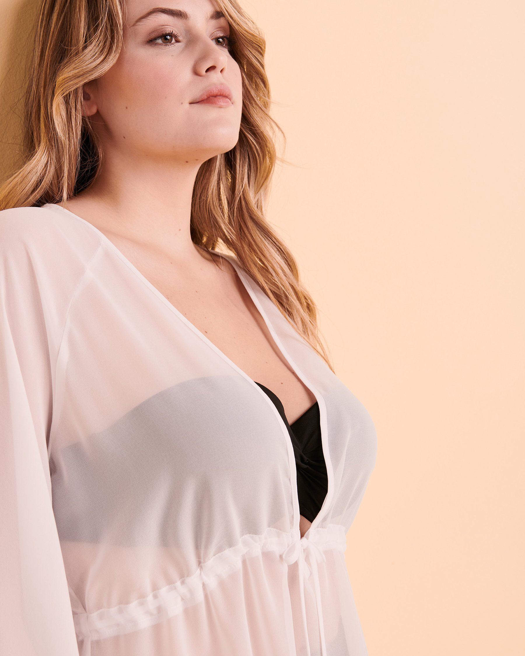 TURQUOISE COUTURE Robe décolleté plongeant en chiffon Blanc 02300082 - Voir3