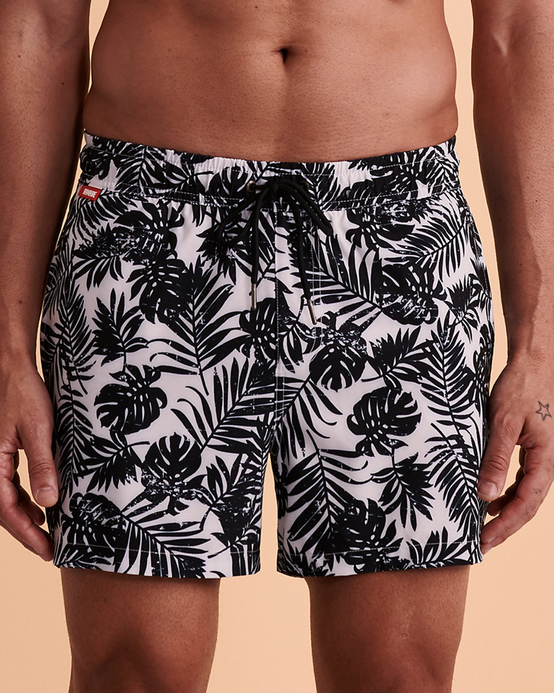 HAMABE Volley Swimsuit with Mesh Lining Black tropical leaves 03100013 - View3