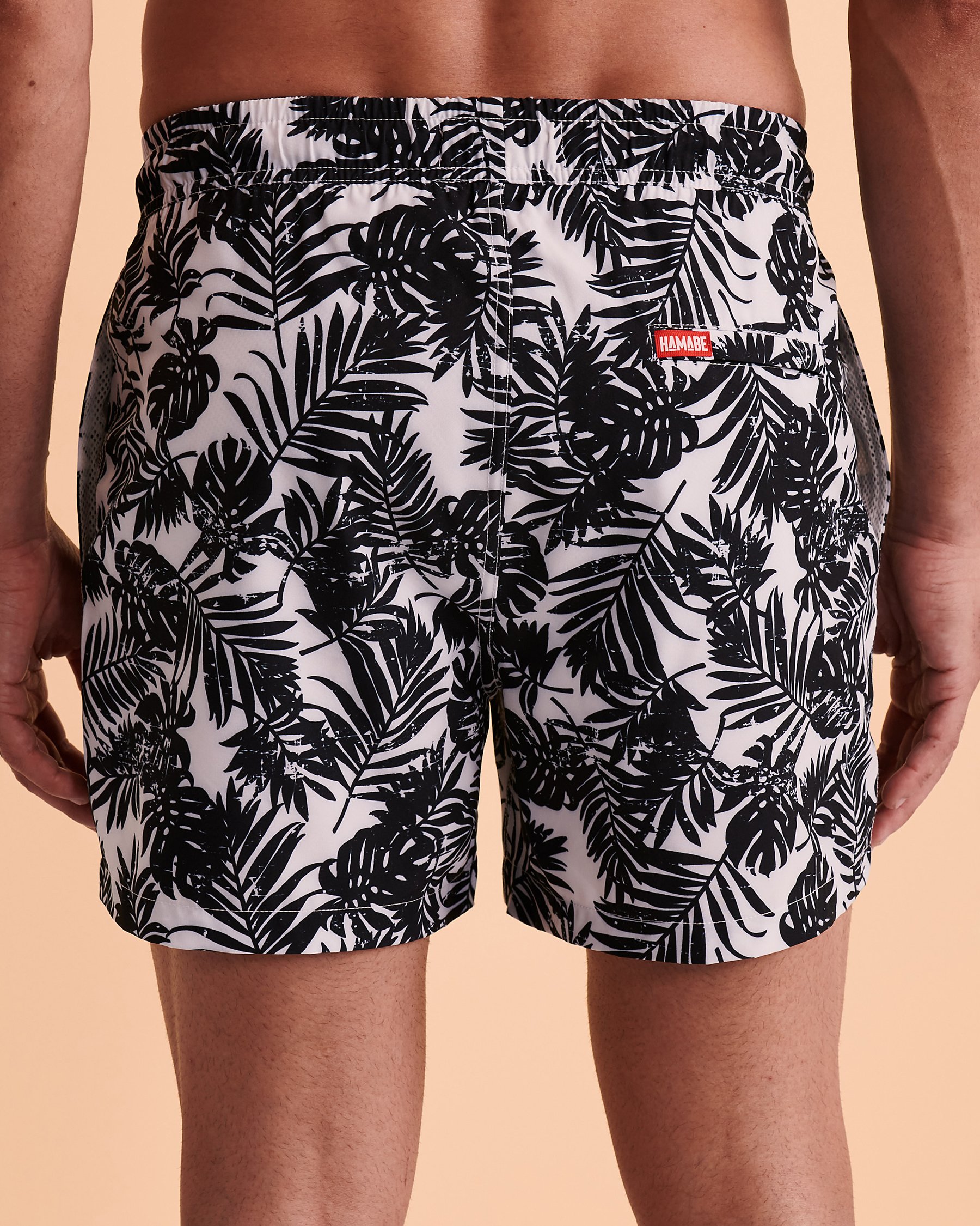 HAMABE Volley Swimsuit with Mesh Lining Black tropical leaves 03100013 - View2