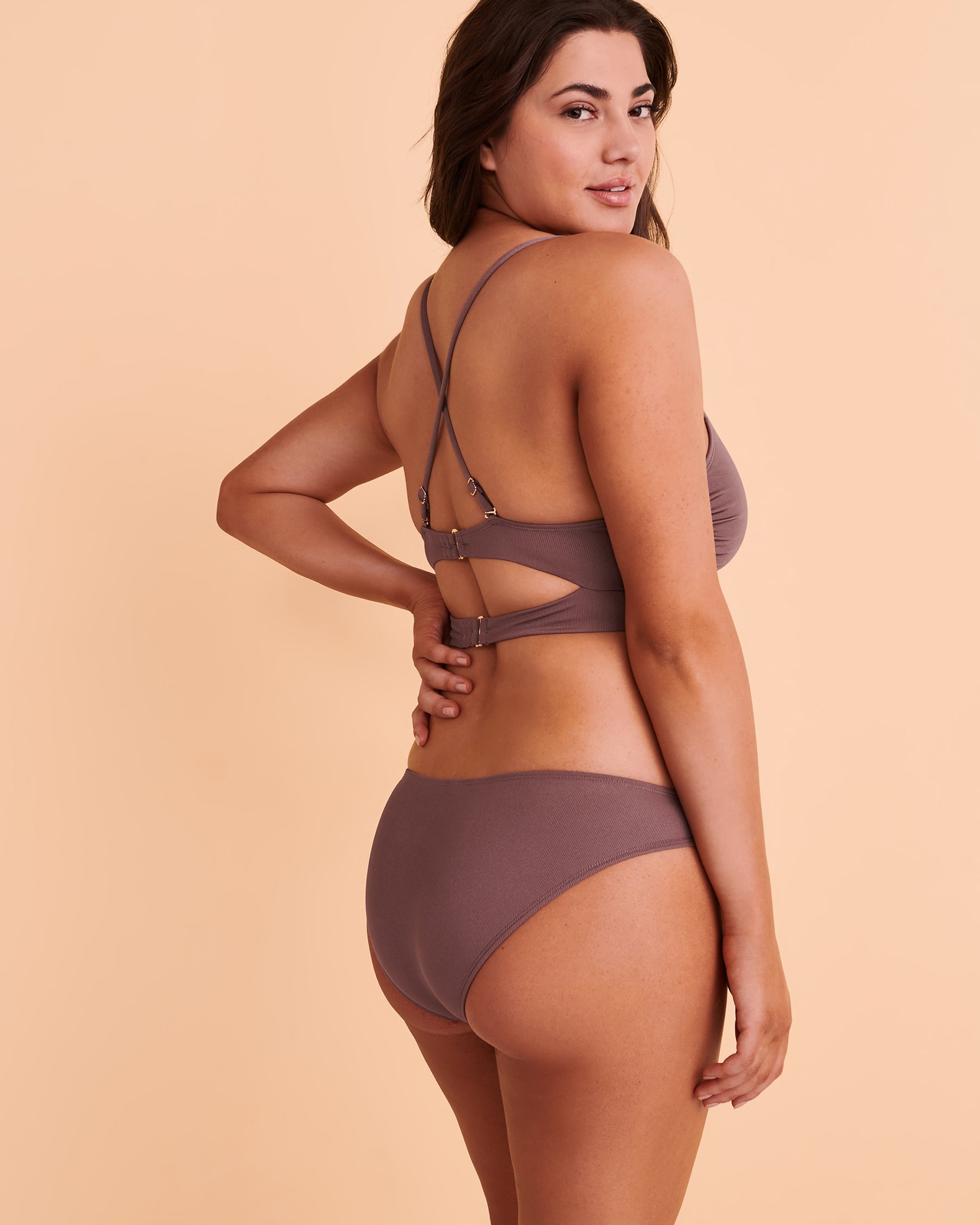 SANTEMARE Moonscape Ribbed Triangle Bikini Top Purple 01100181 - View5