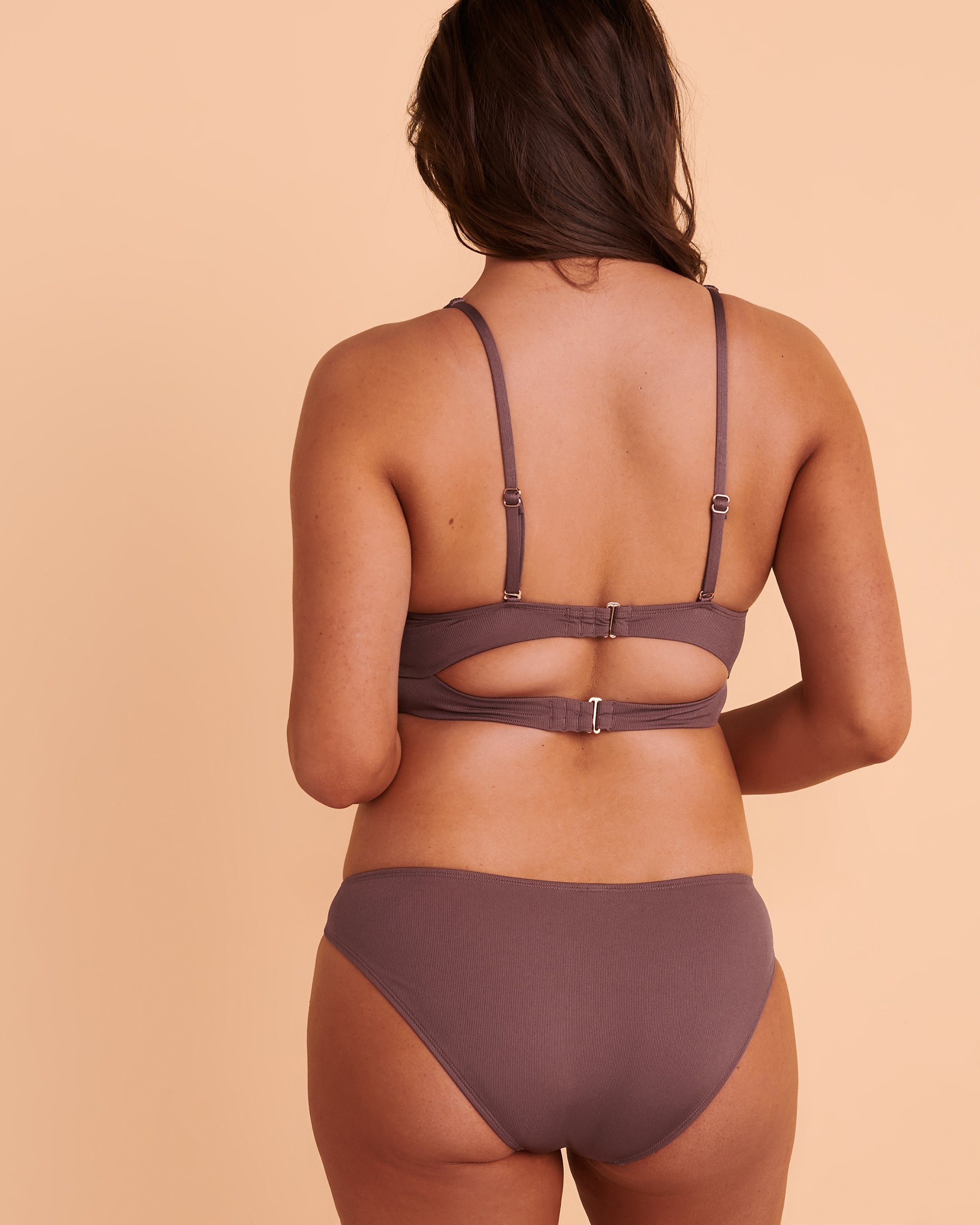 SANTEMARE Moonscape Ribbed Triangle Bikini Top Purple 01100181 - View6
