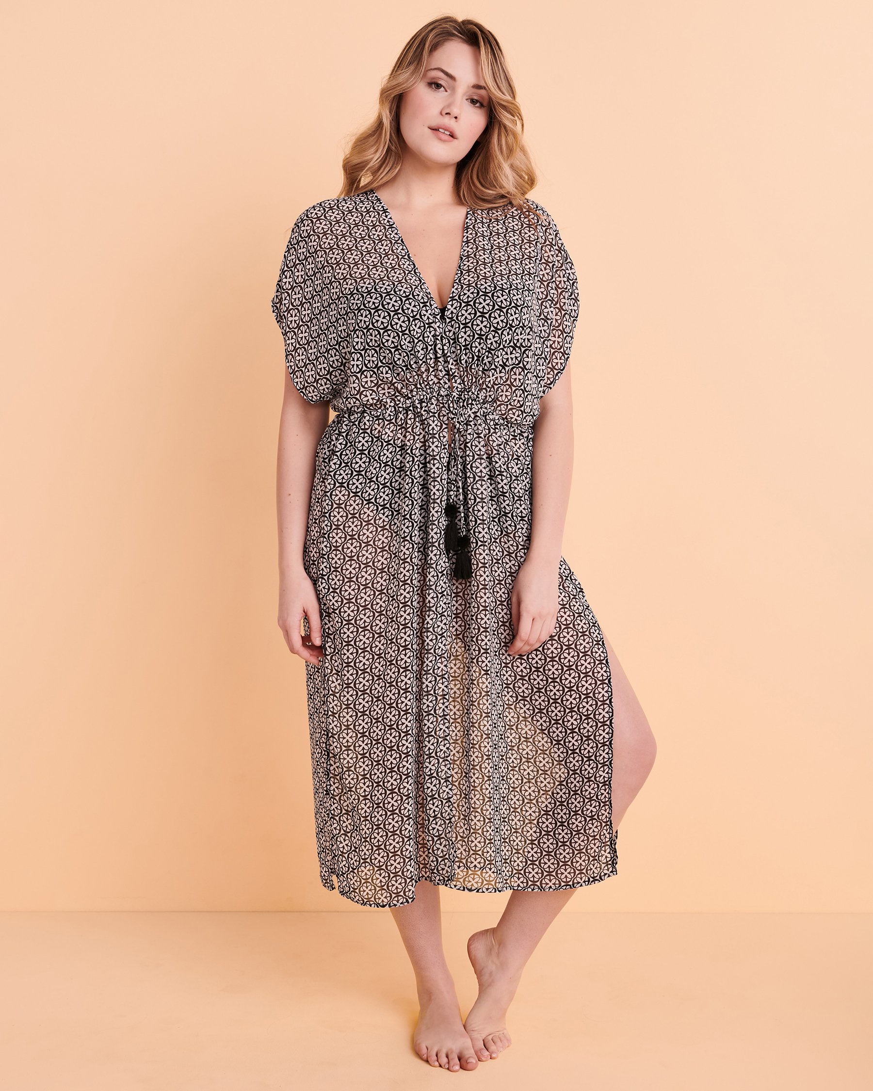 TURQUOISE COUTURE Caftan chiffon Geo Imprimé géométrique 02400024 - Voir5