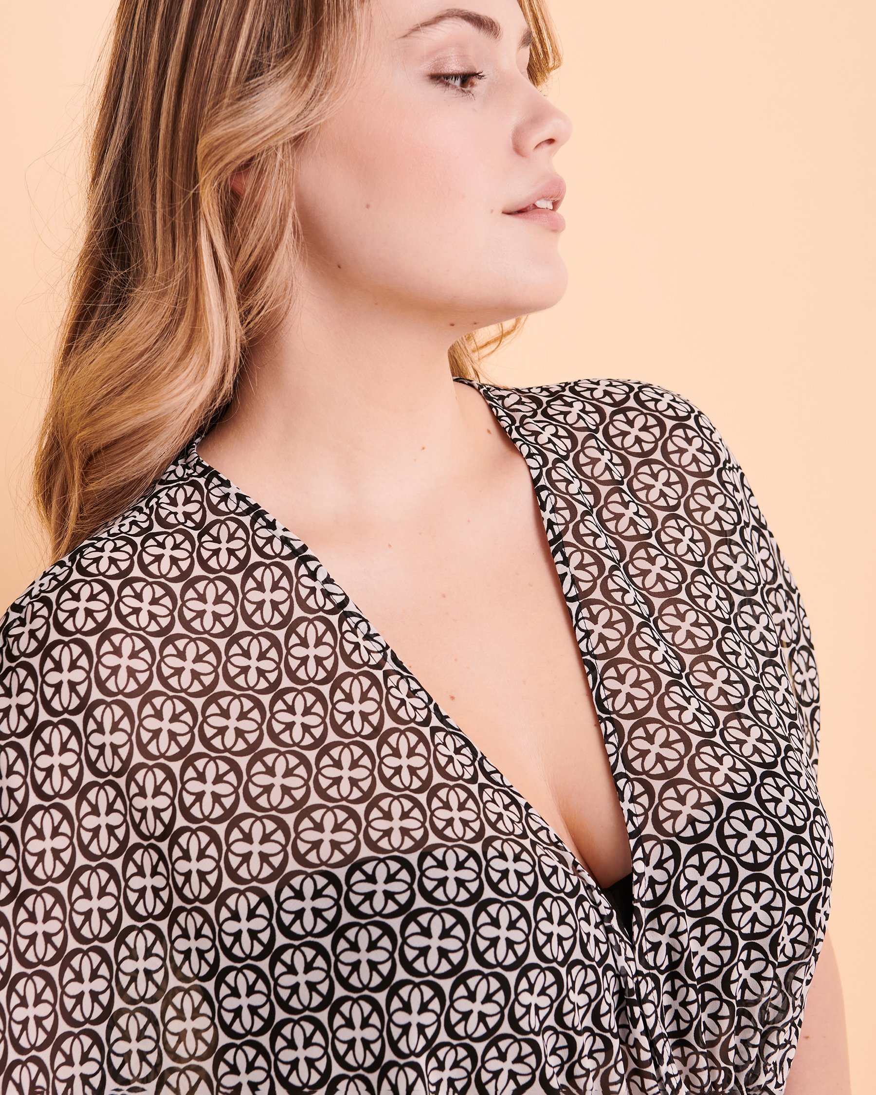 TURQUOISE COUTURE Caftan chiffon Geo Imprimé géométrique 02400024 - Voir3