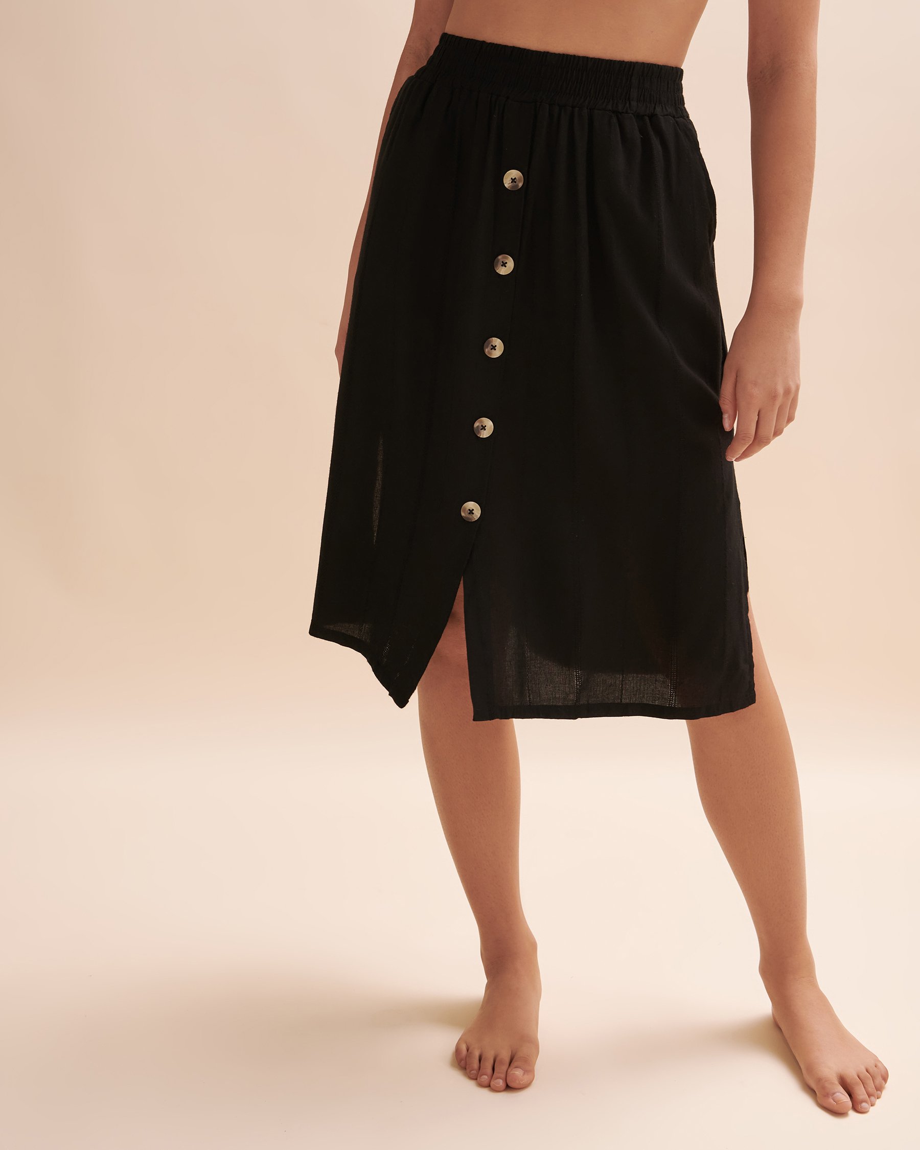 TROPIK Skirt with Buttons Black stripes 02200040 - View1