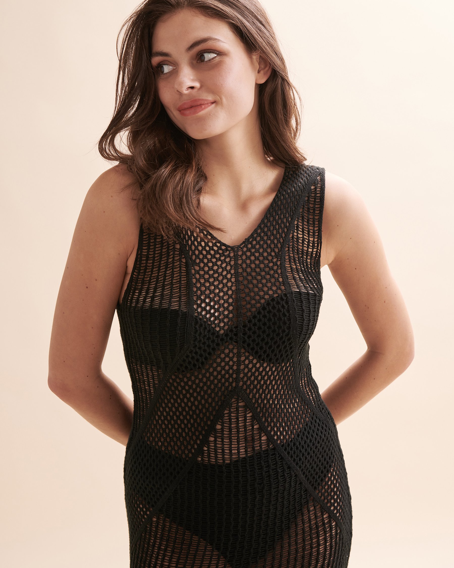 URBAN LUX Crochet Maxi Dress Black 2307 - View5