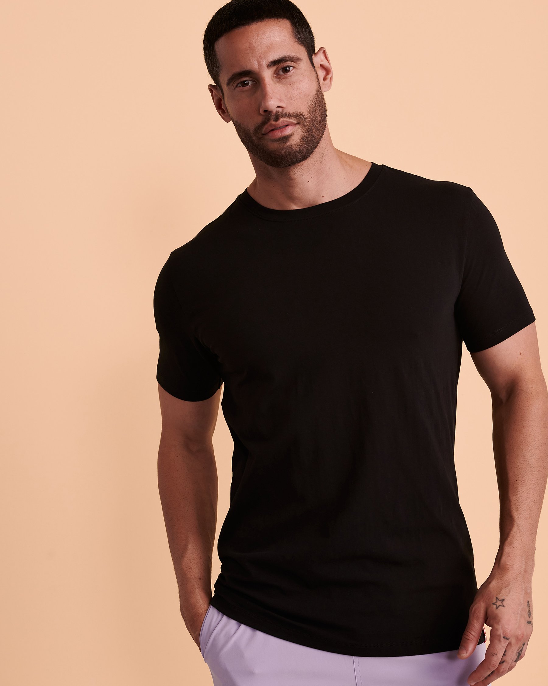 HAMABE Chandail manches courtes classique Noir 04100012 - Voir4