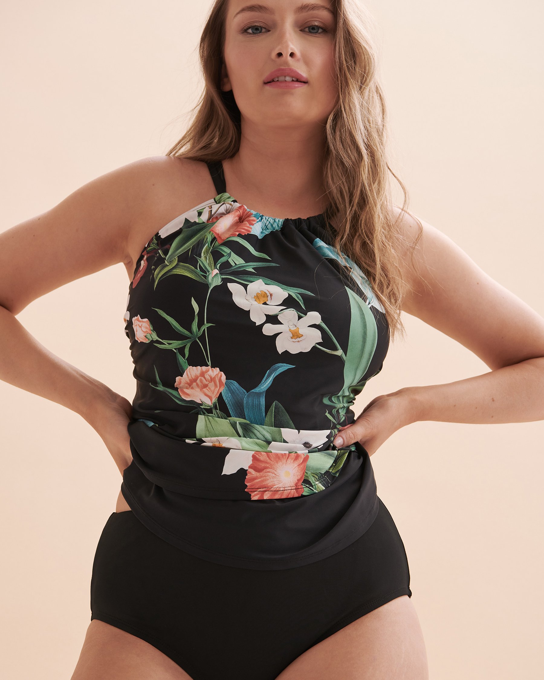 JANTZEN Botanical Beauty Audrey Drape Tankini Top Botanical print JZ22034T - View3