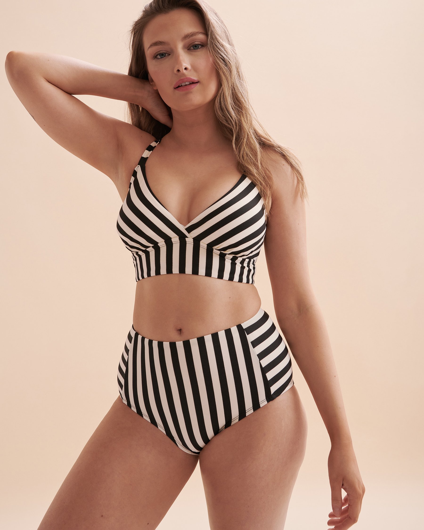 JANTZEN Terra Stripes Sophia Bralette Bikini Top Black stripes JZ23181B - View5
