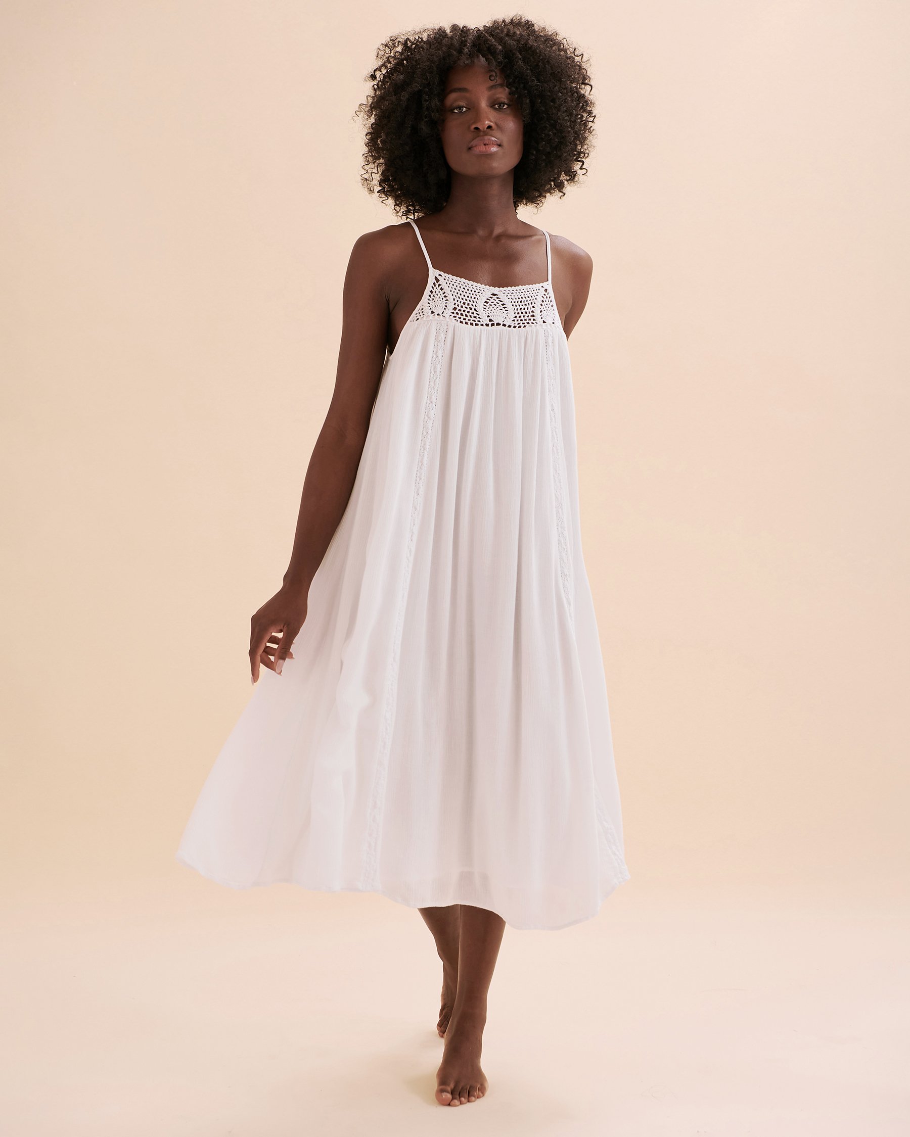 RIP CURL Alira Midi Dress with Crochet Detail White 01UWDR - View1