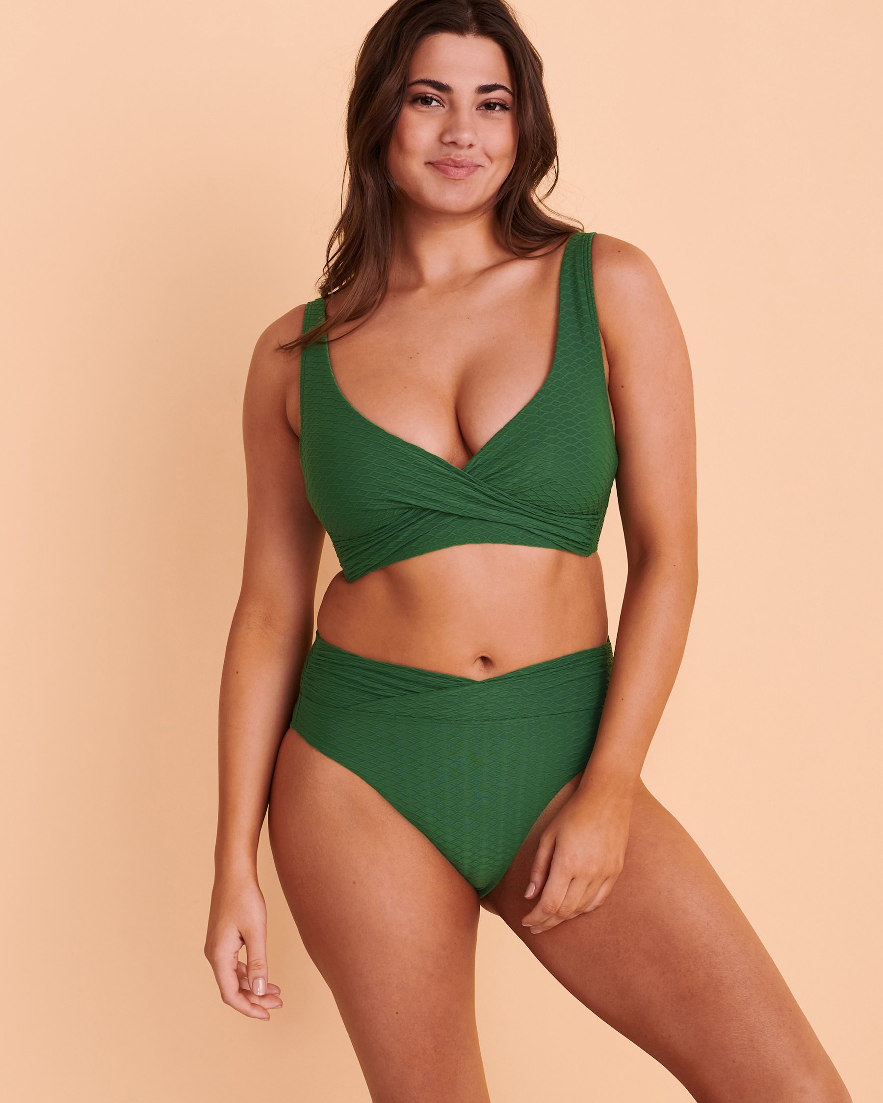 SEA LEVEL Honeycomb Cross Front Bikini Top Green SL3421HC - View1