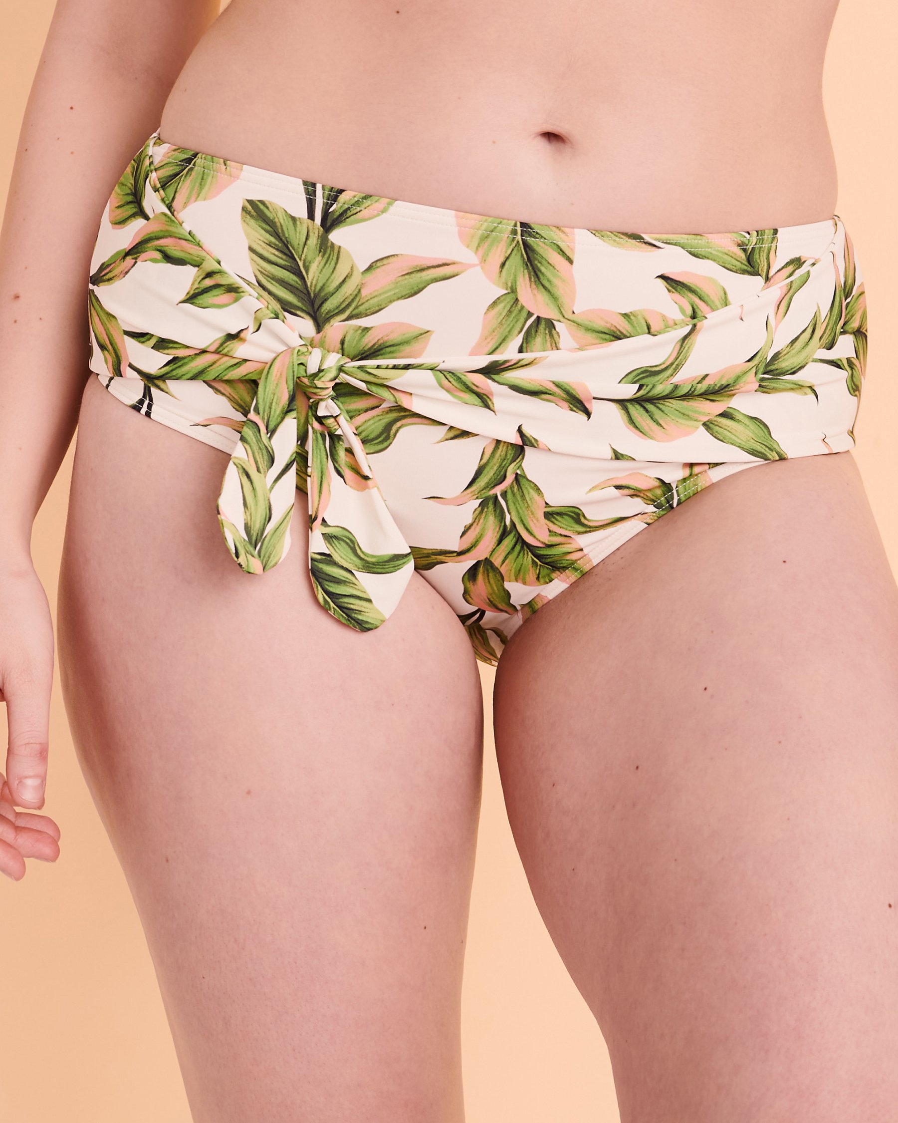 TURQUOISE COUTURE Jungle Leaves Draped High Waist Bikini Bottom Jungle leaves print 01300204 - View3