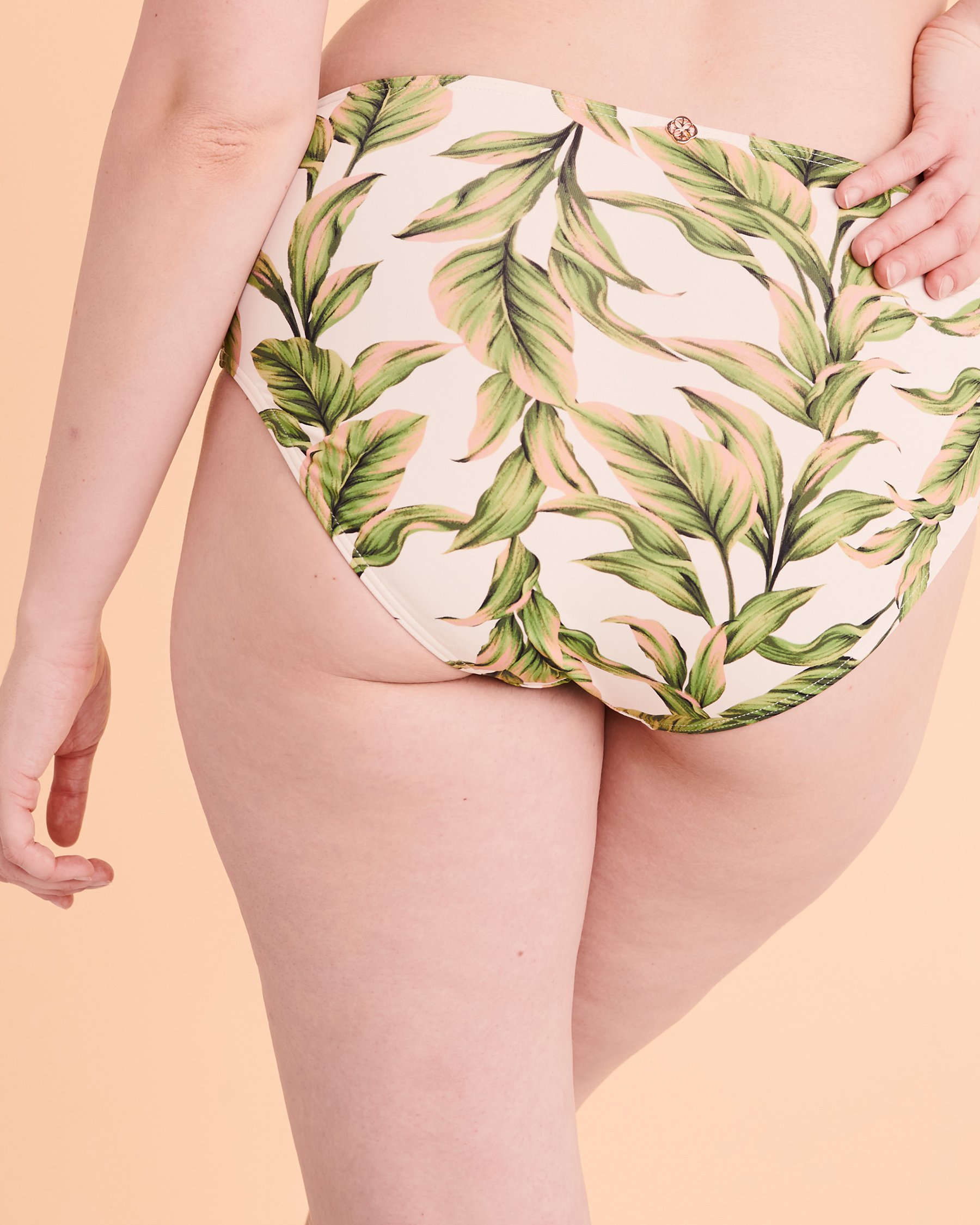 TURQUOISE COUTURE Jungle Leaves Draped High Waist Bikini Bottom Jungle leaves print 01300204 - View2