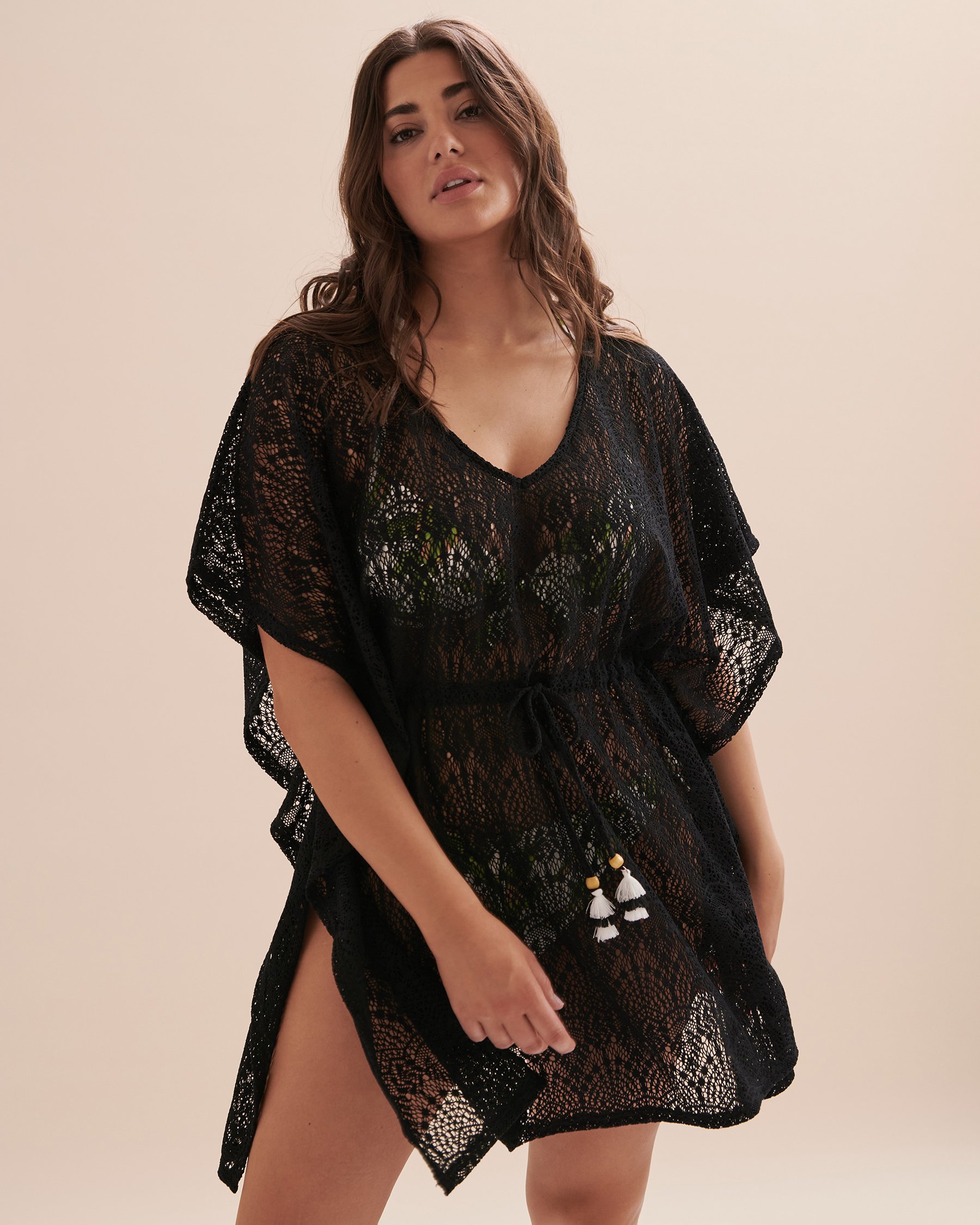 TURQUOISE COUTURE Crochet Caftan Black 02400026 - View4