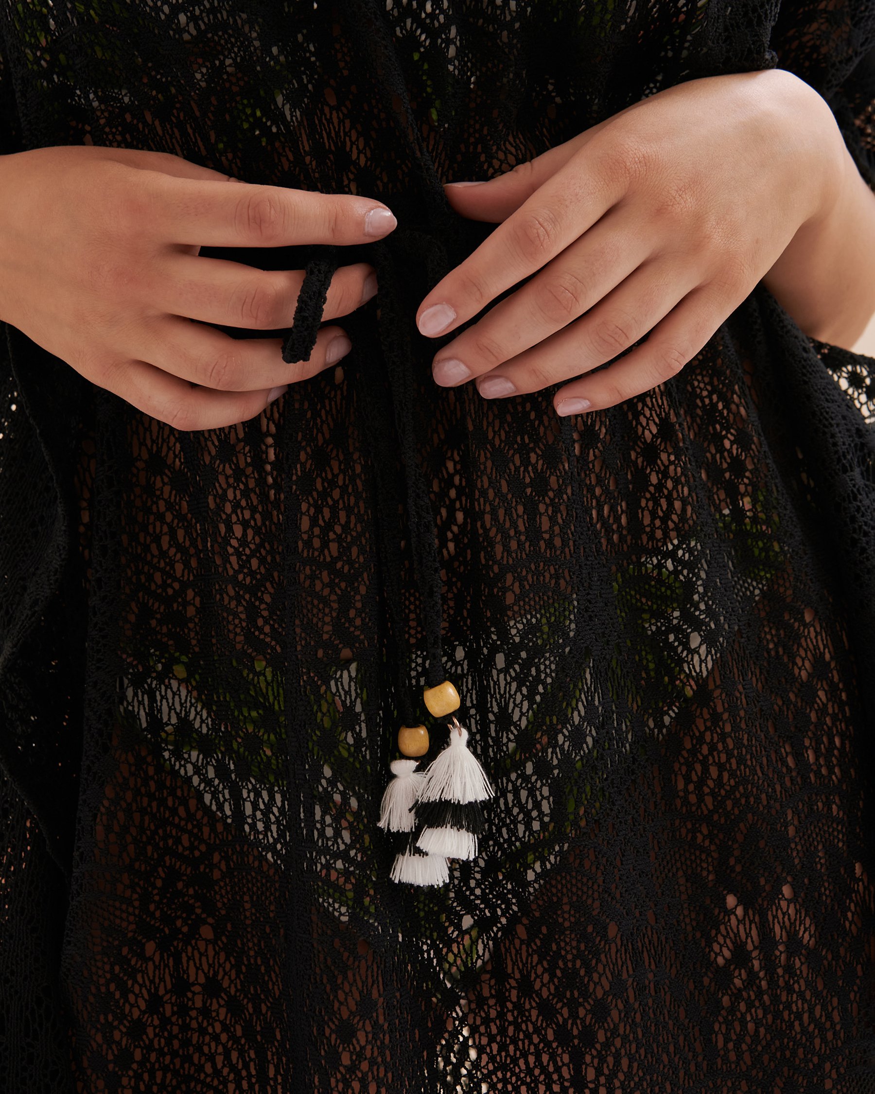 TURQUOISE COUTURE Crochet Caftan Black 02400026 - View3