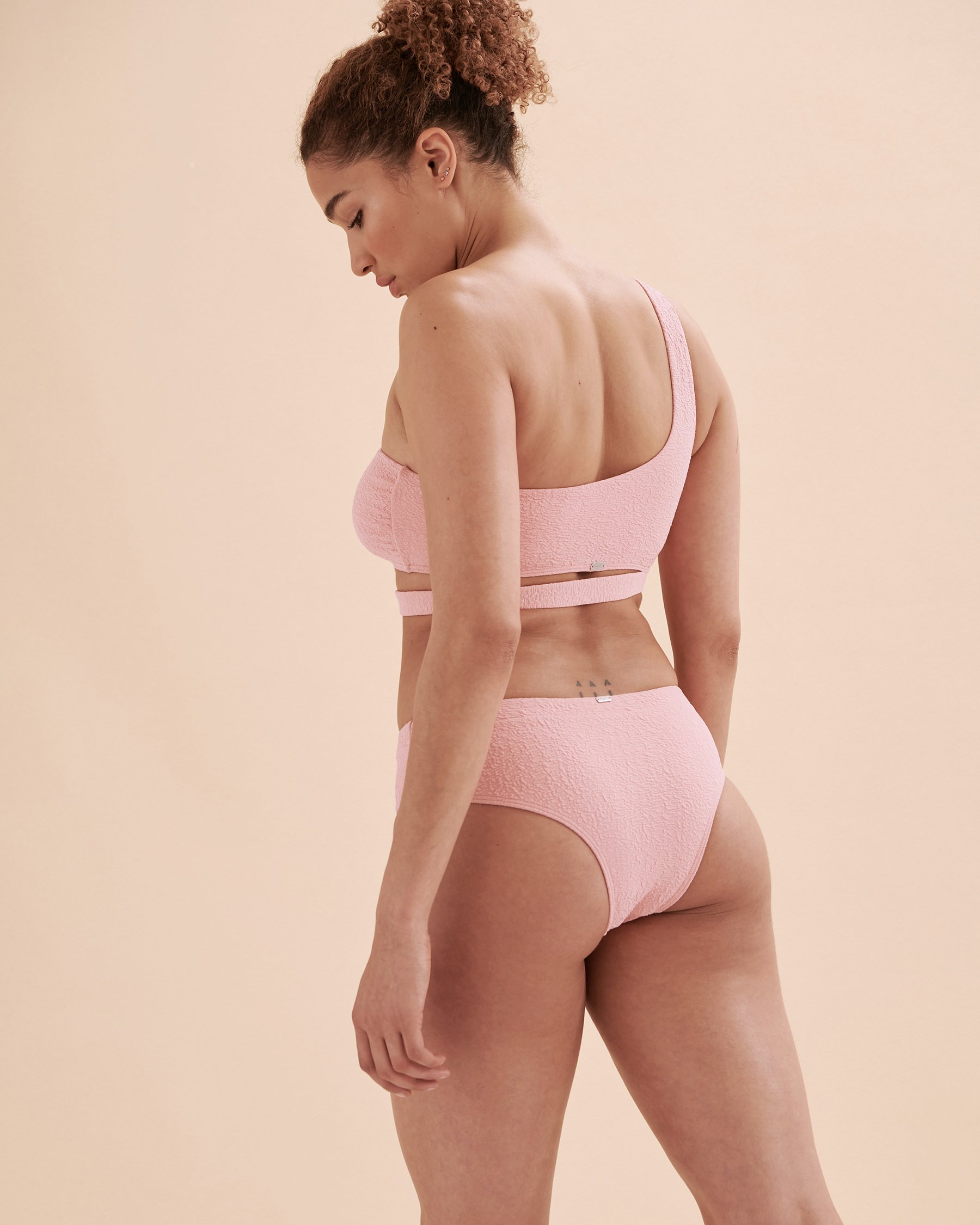 TROPIK Haut de bikini bandeau une épaule Textured Rose pivoine 01100200 - View3