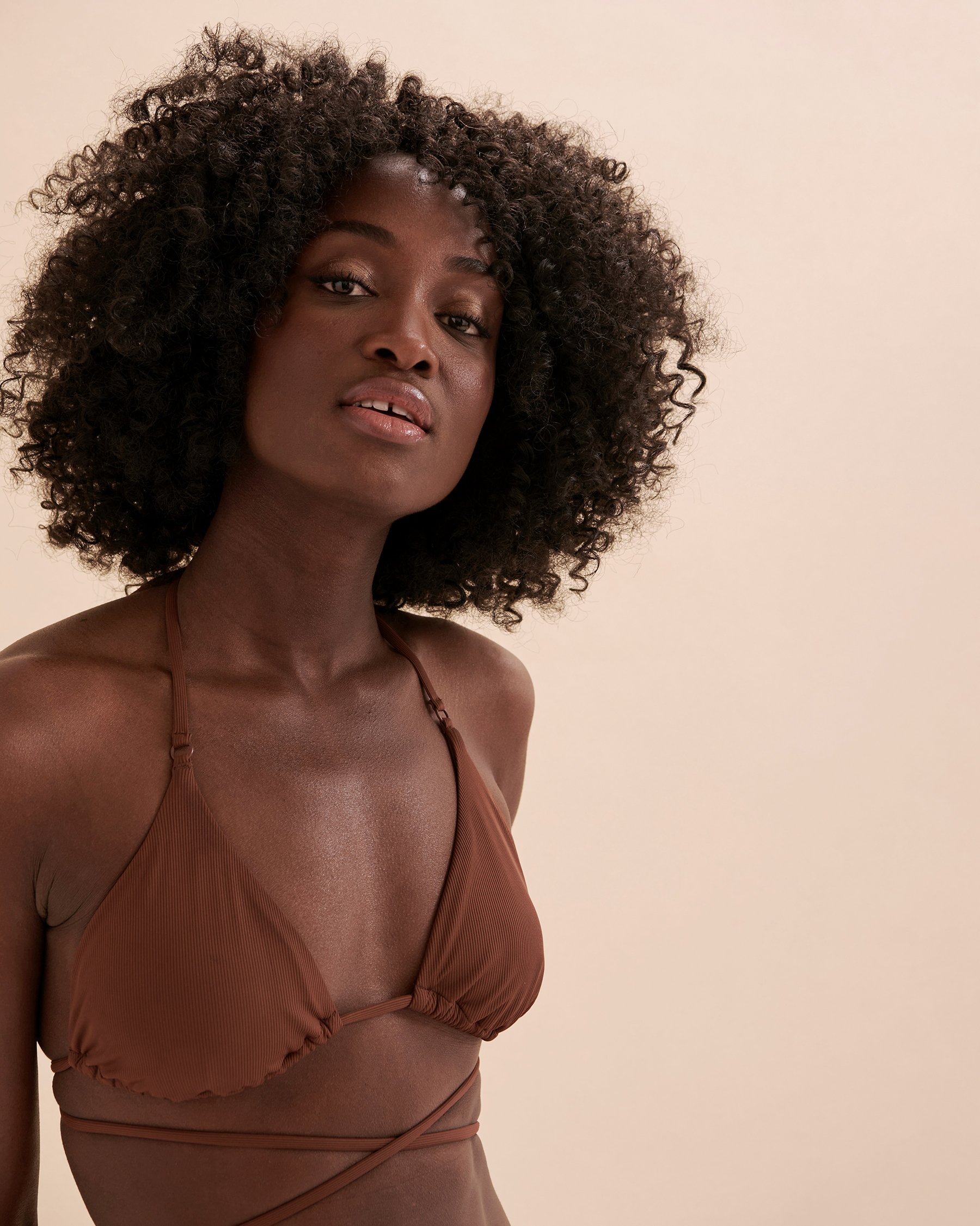 TROPIK Rib Triangle Bikini Top Brown 01100201 - View7