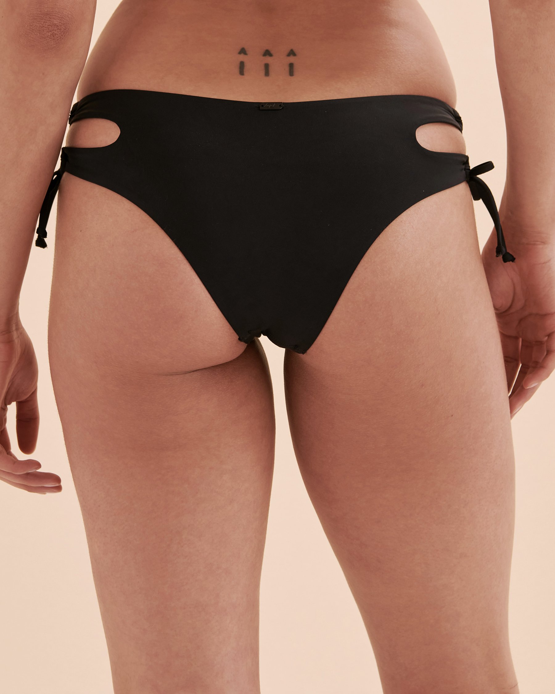 TROPIK Bas de bikini noué aux hanches Solid Noir 01300214 - View3