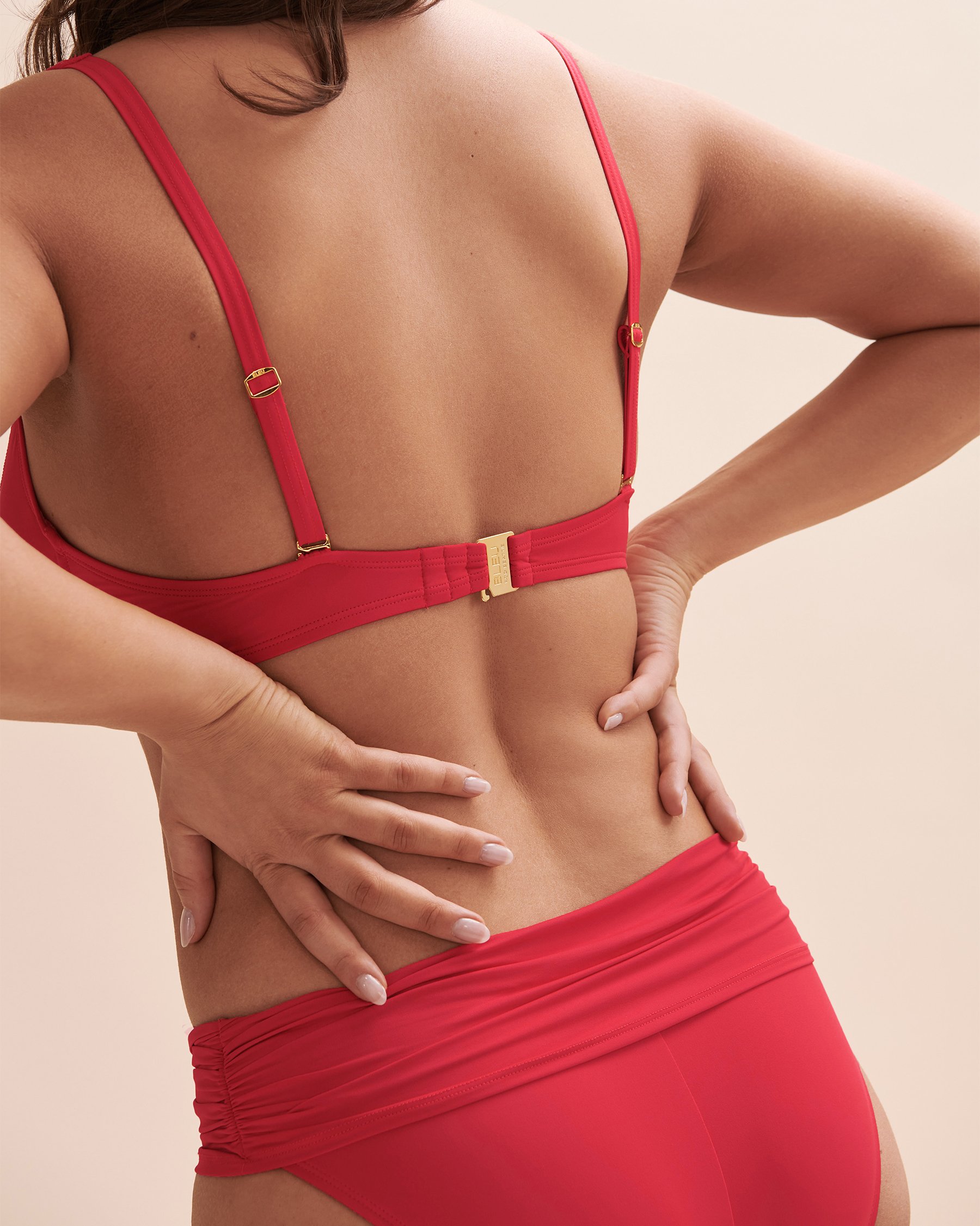 BLEU ROD BEATTIE All Tied Up  D/DD Cup Plunge Bikini Top Carmine RBAT23121D - View2