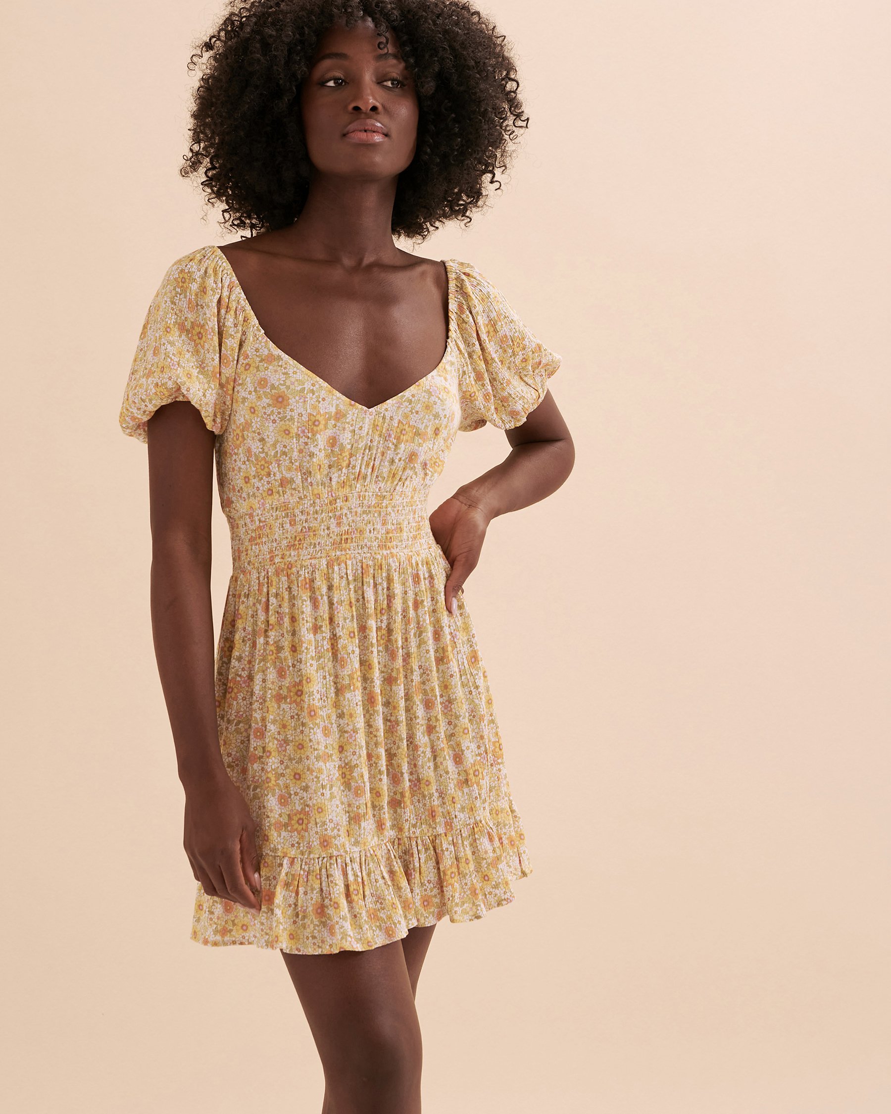 BILLABONG Robe mini à manches courtes Something Pretty Champ de fleurs ABJWD00572 - Voir1