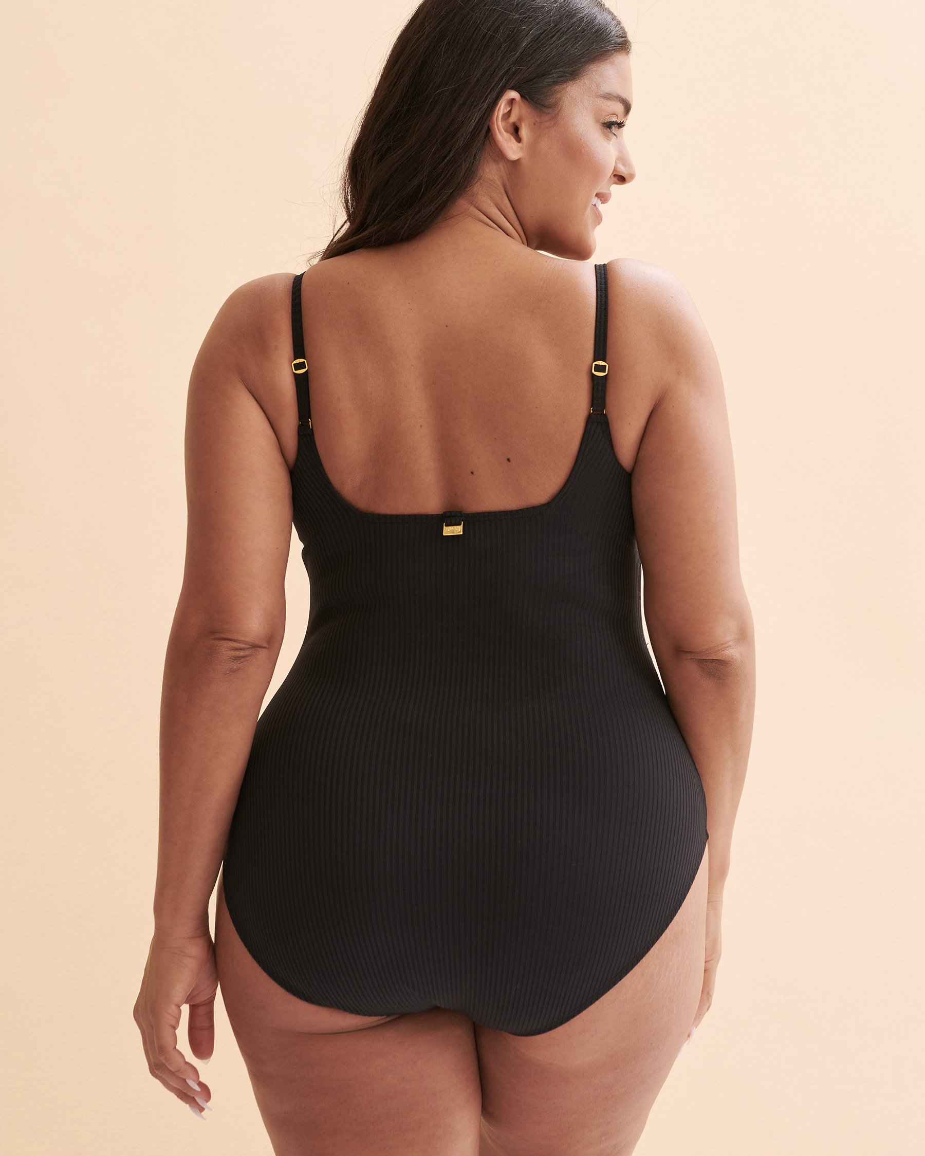 BLEU ROD BEATTIE WALK THE LINE Square Neck One-piece Swimsuit Black RBWL23971 - View2