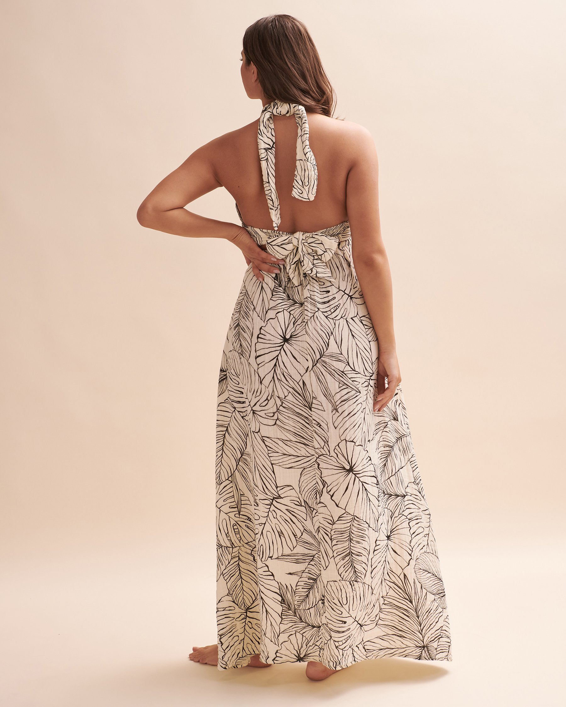 ELAN Natural Maxi Criss Cross Dress Black leaves OGP5832 - View3