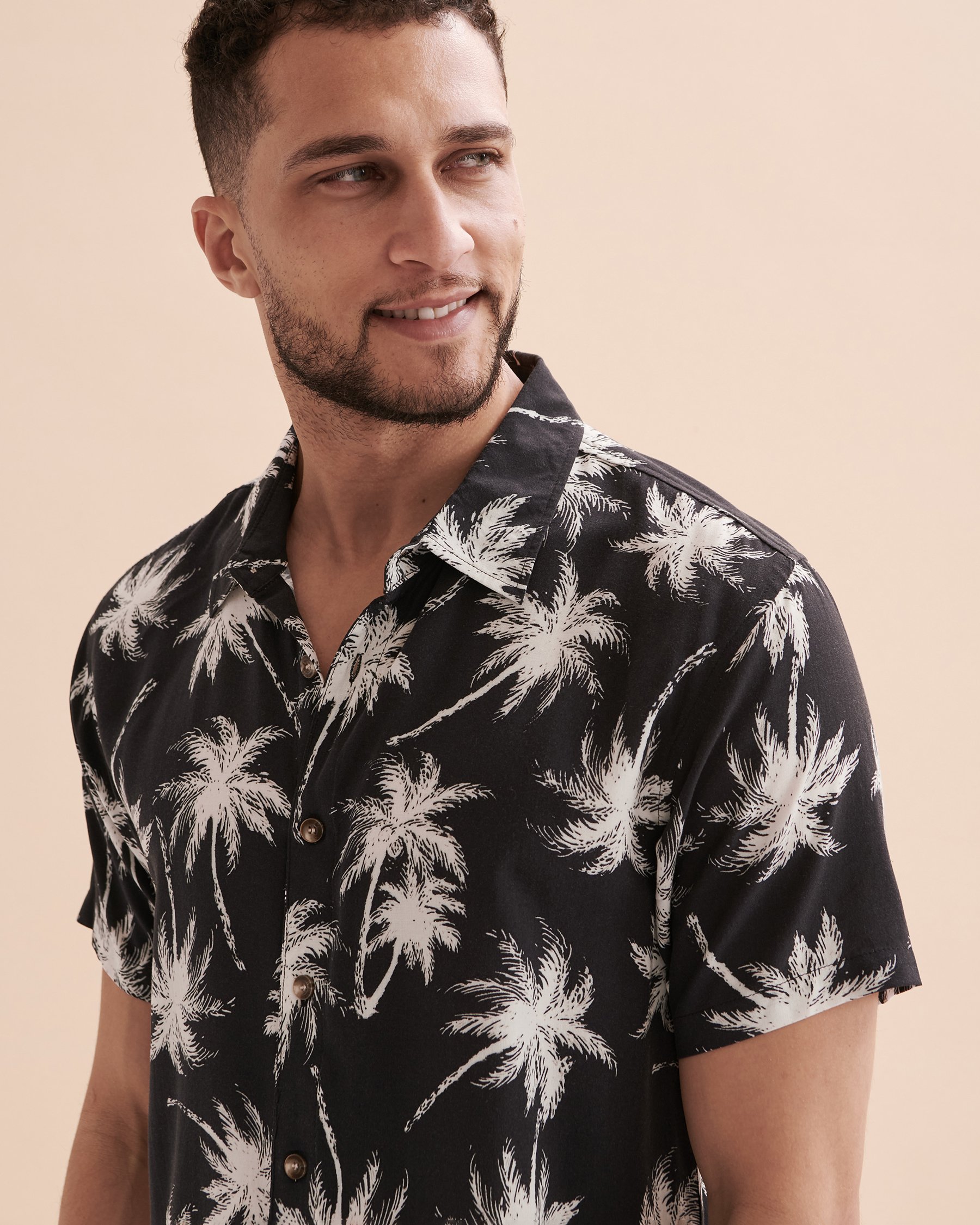ISLANDHAZE Chemise à manches courtes Palm Palmiers noirs MS321800 - Voir3