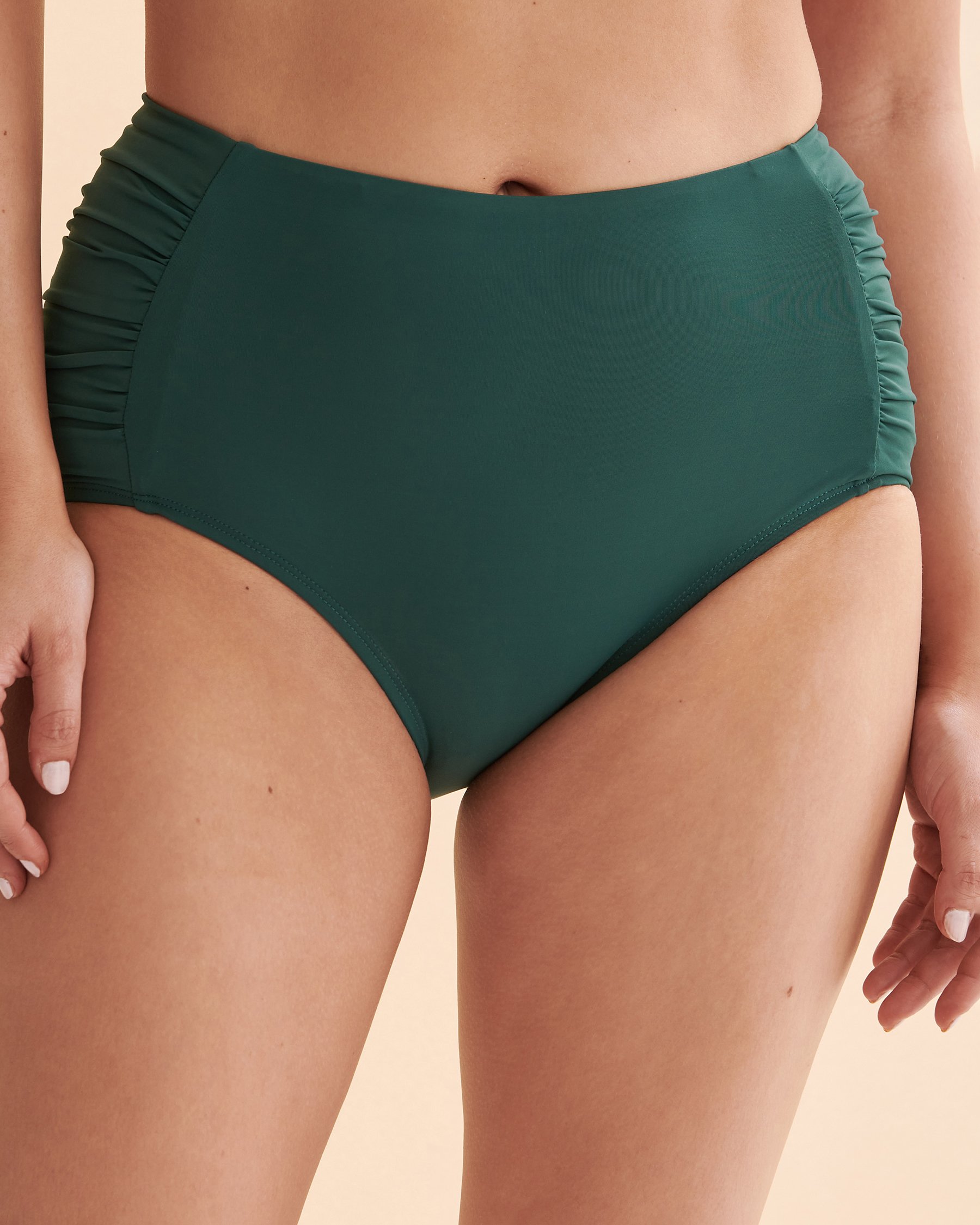 JANTZEN Solid High Waist Bikini Bottom Dashing green JZ23170H - View1