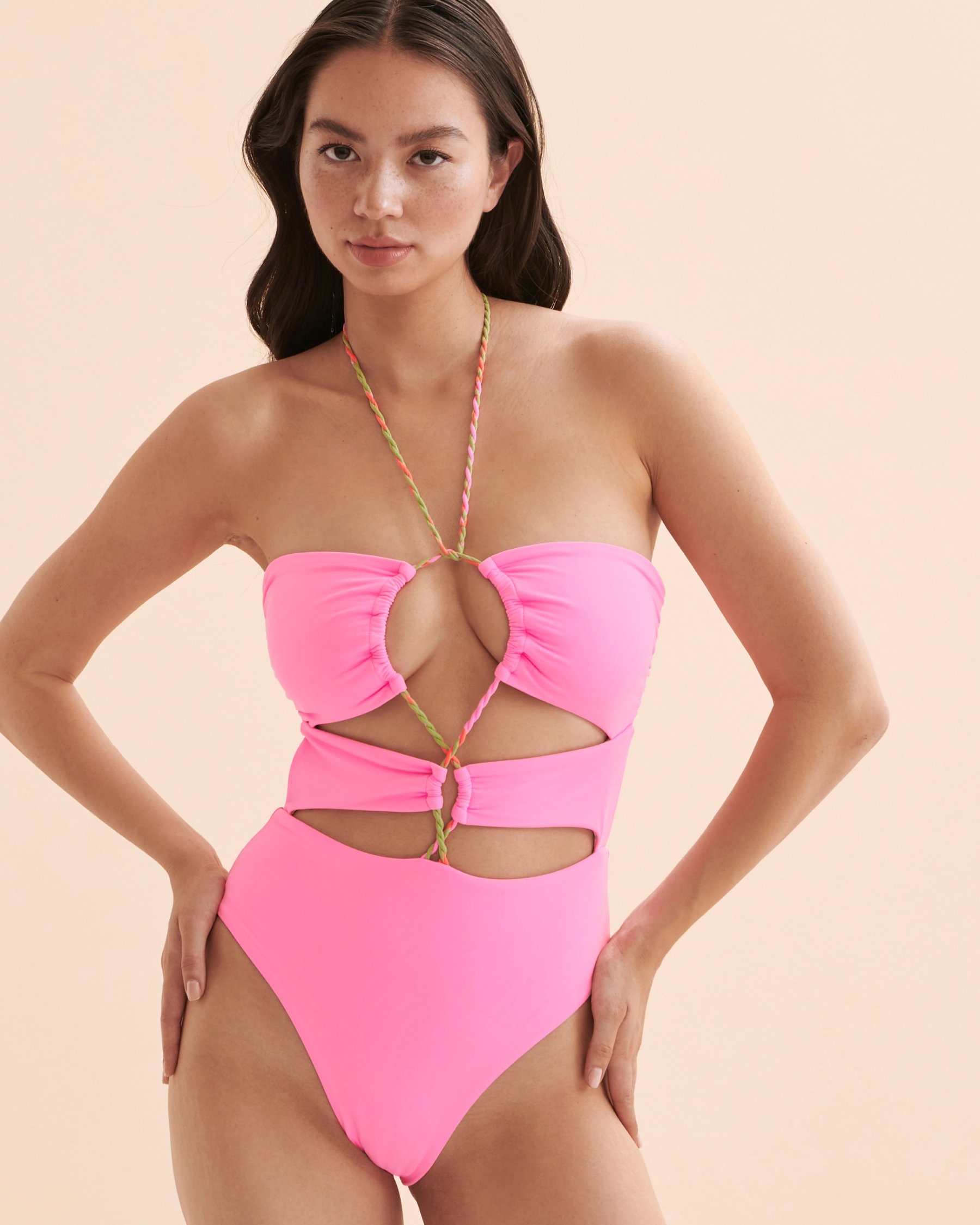 MAAJI Maillot une-pièce réversible Bombon Pink Rose bonbon 3571SOC001 - Voir3