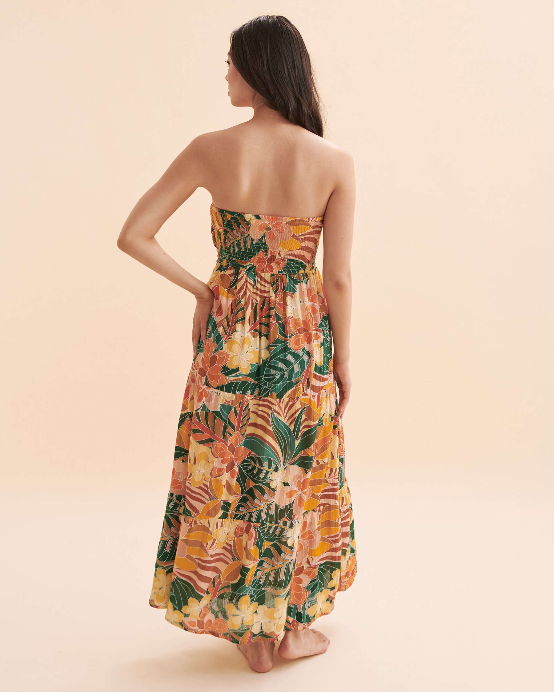 RIP CURL Brazilian Soul Bandeau Midi Dress Tropical leaves 02WWDR - View2