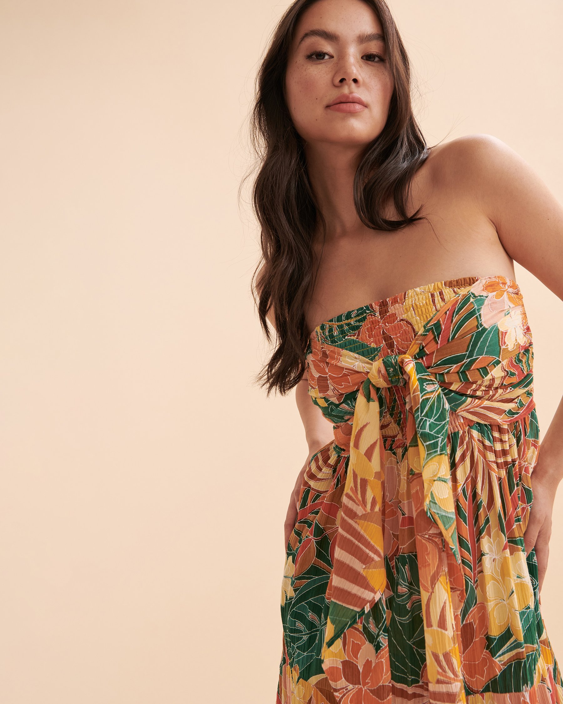 RIP CURL Brazilian Soul Bandeau Midi Dress Tropical leaves 02WWDR - View3