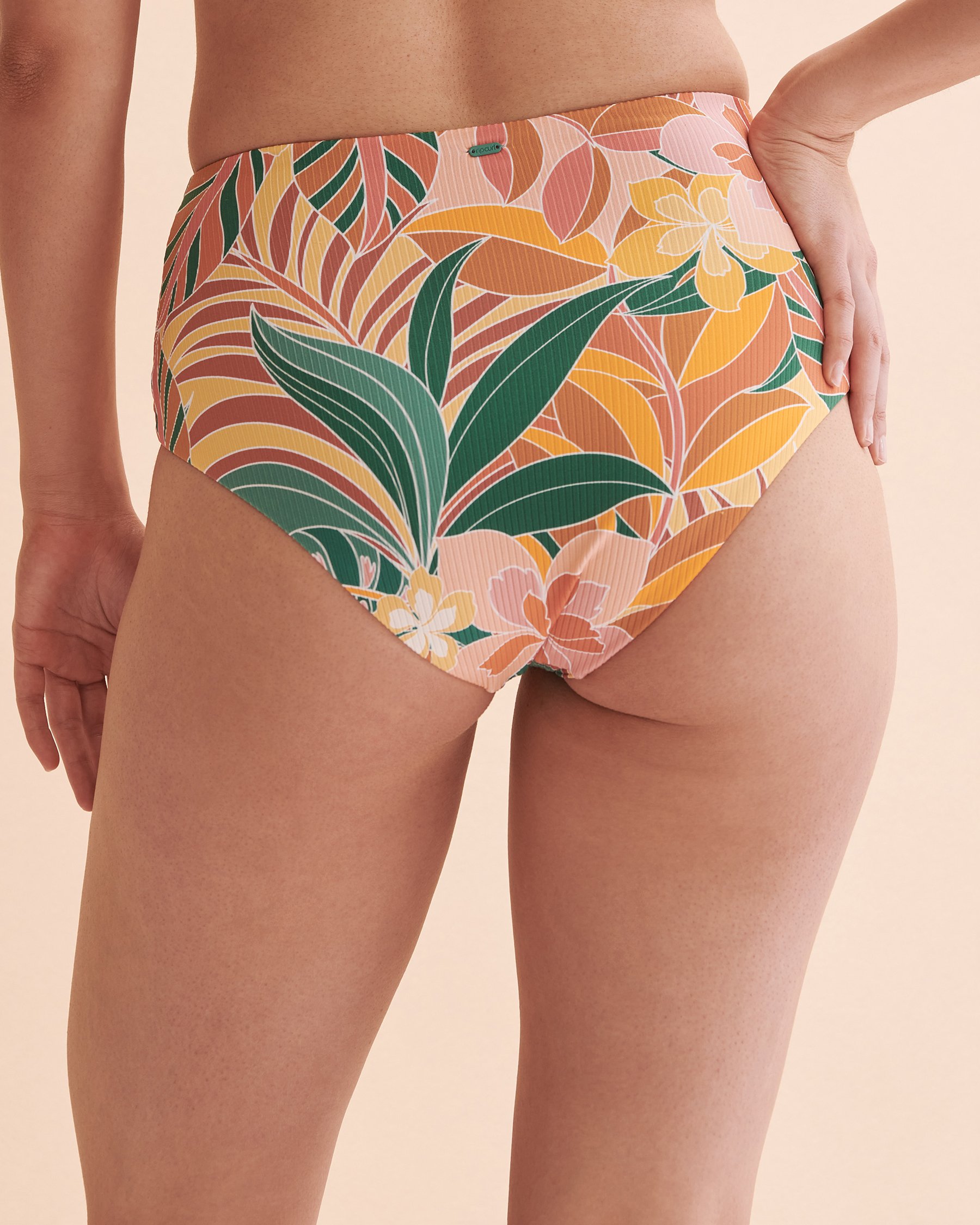 RIP CURL Bas de bikini taille haute Brazilian Soul Feuilles tropicales 08HWSW - View2