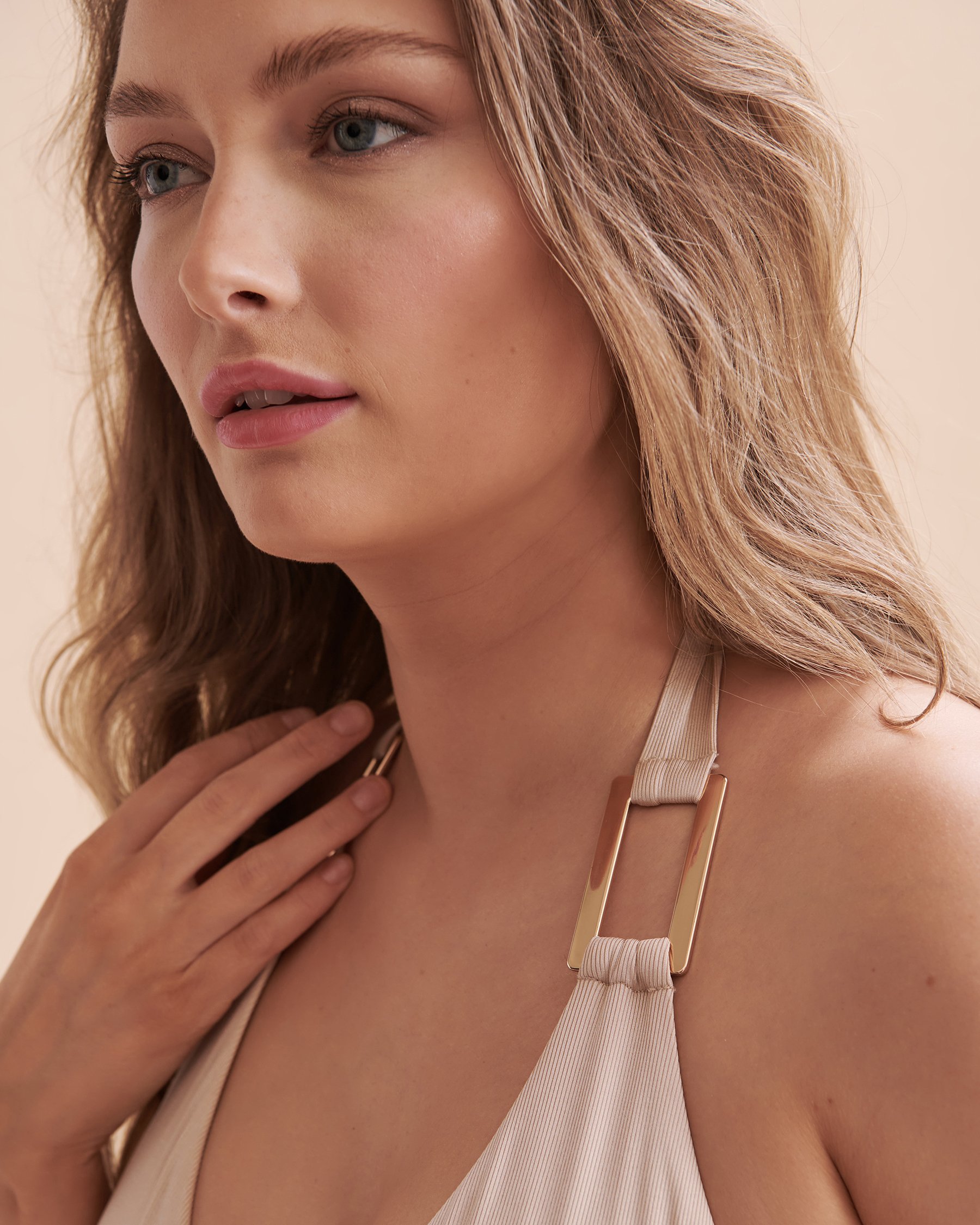 SANTEMARE Rib  Triangle Bikini Top Sand 01100204 - View4