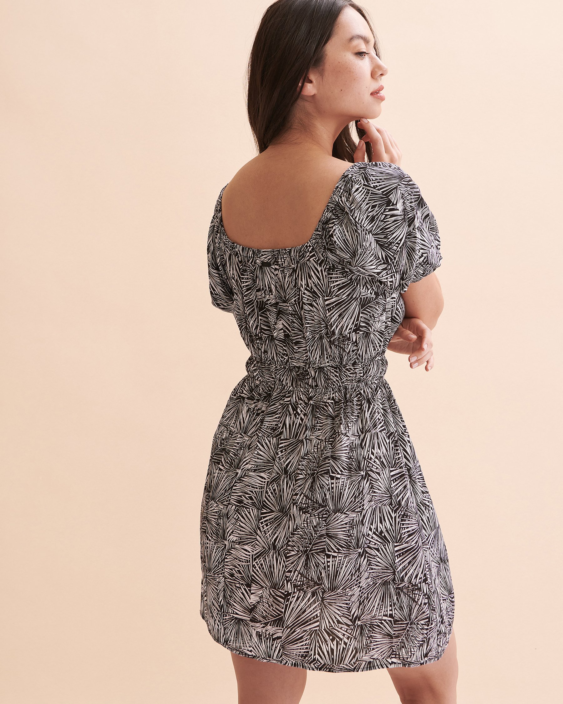 TROPIK Palm Leaves Short Sleeve Dress Palm leaves 02300099 - View4