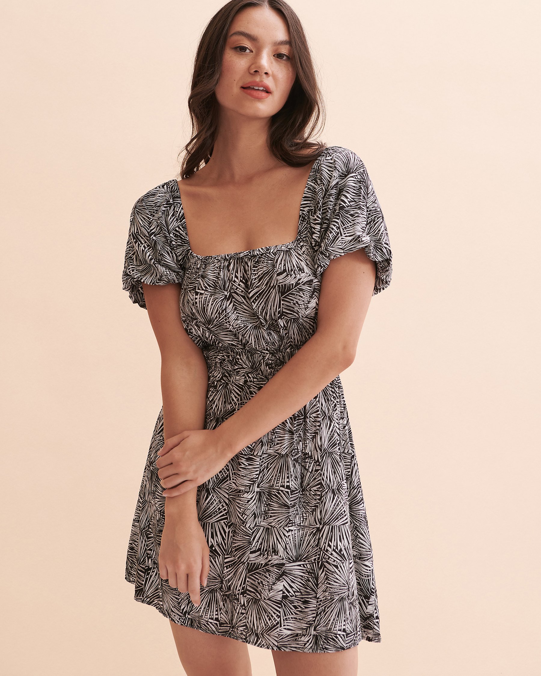 TROPIK Palm Leaves Short Sleeve Dress Palm leaves 02300099 - View6