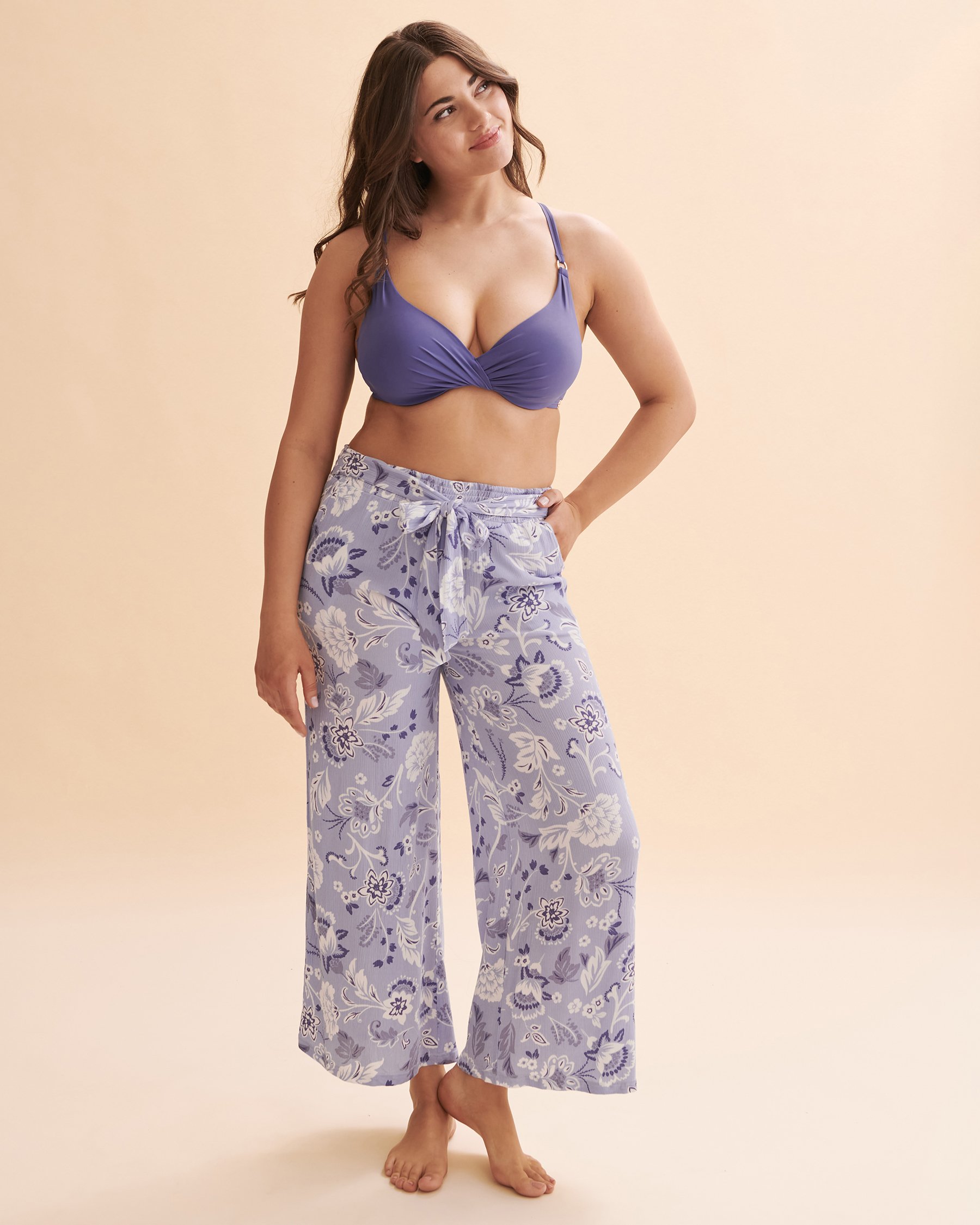 TURQUOISE COUTURE Blue Floral Wide Leg Pants Light blue floral 02200044 - View2