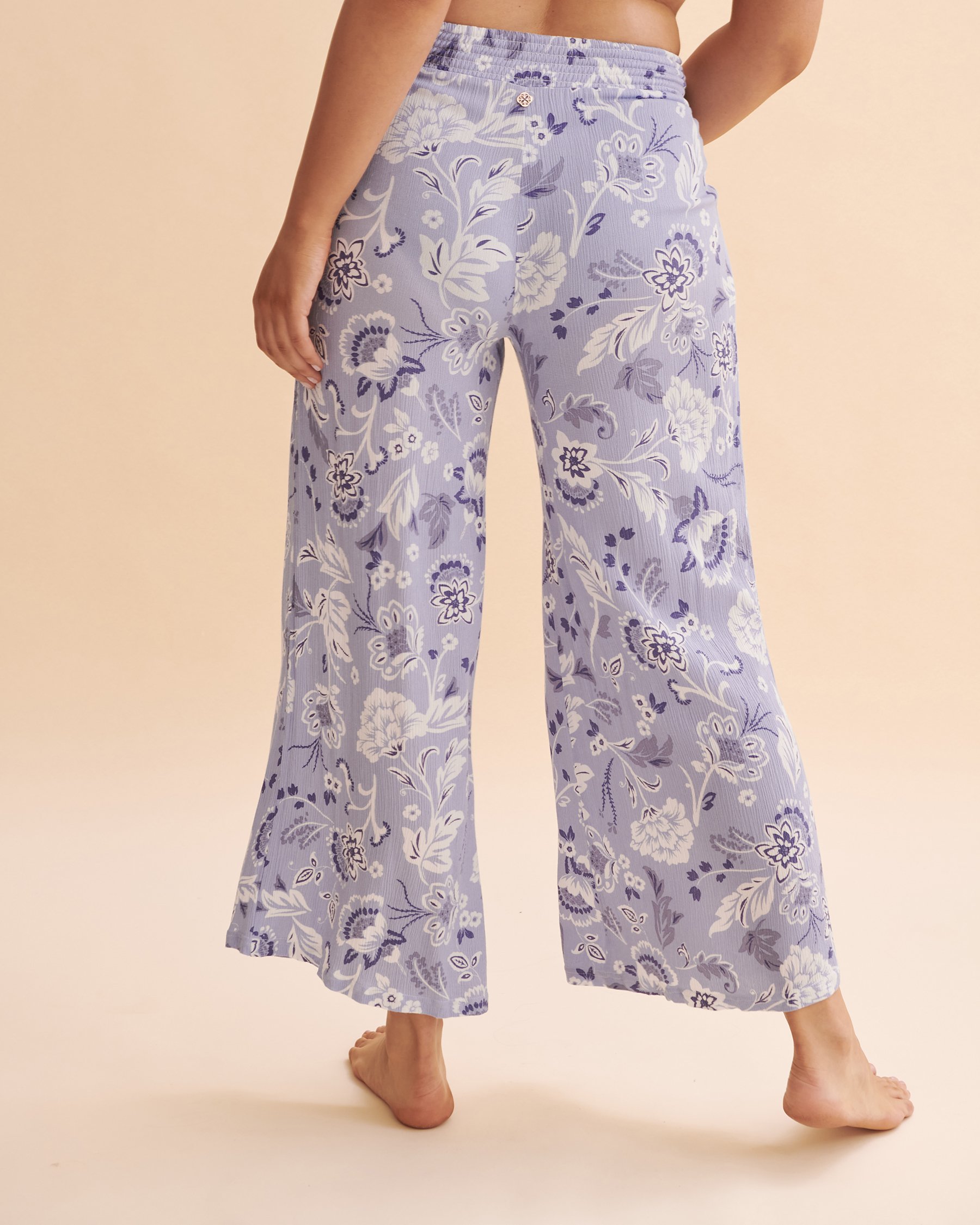 TURQUOISE COUTURE Blue Floral Wide Leg Pants Light blue floral 02200044 - View3