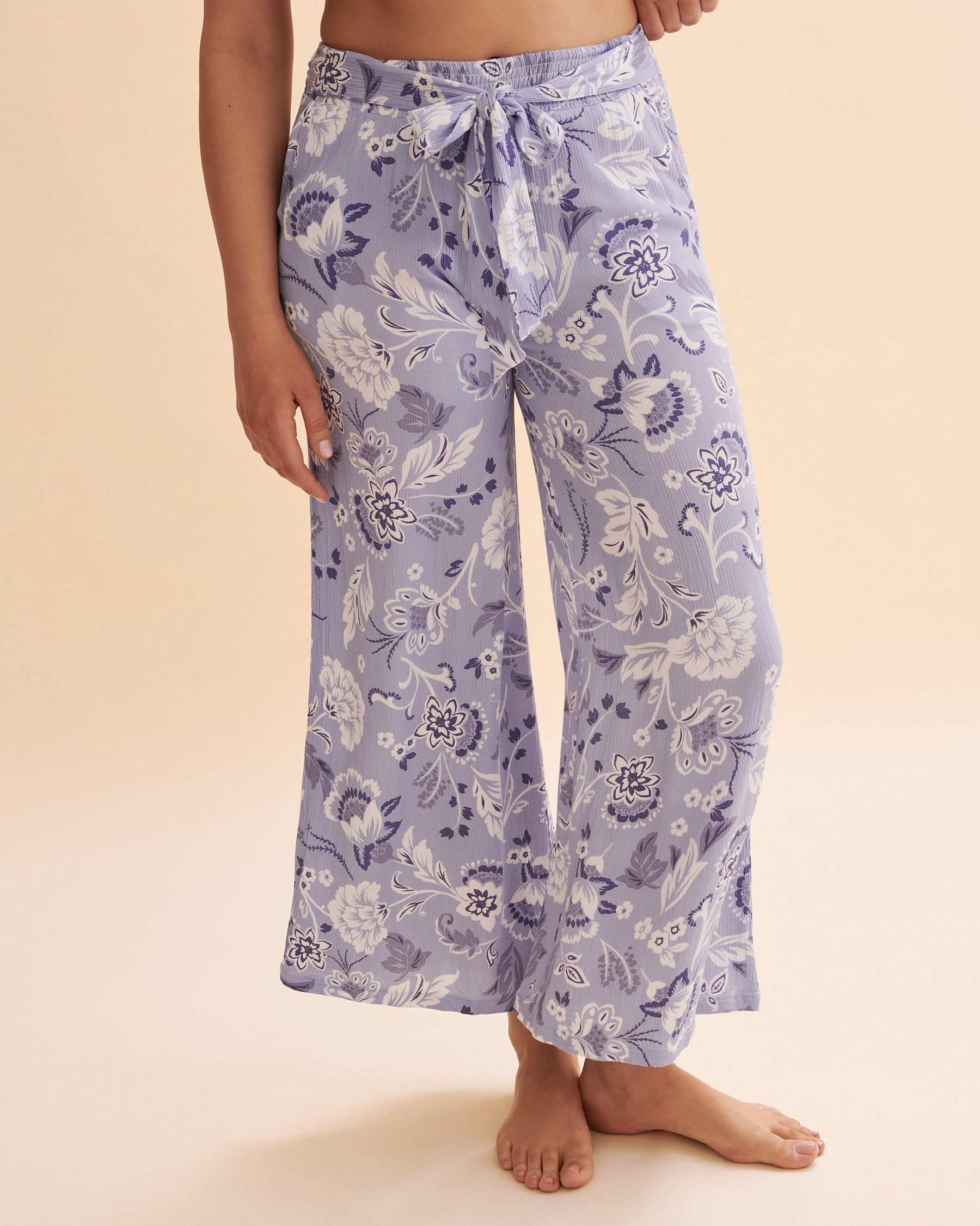 TURQUOISE COUTURE Blue Floral Wide Leg Pants Light blue floral 02200044 - View4