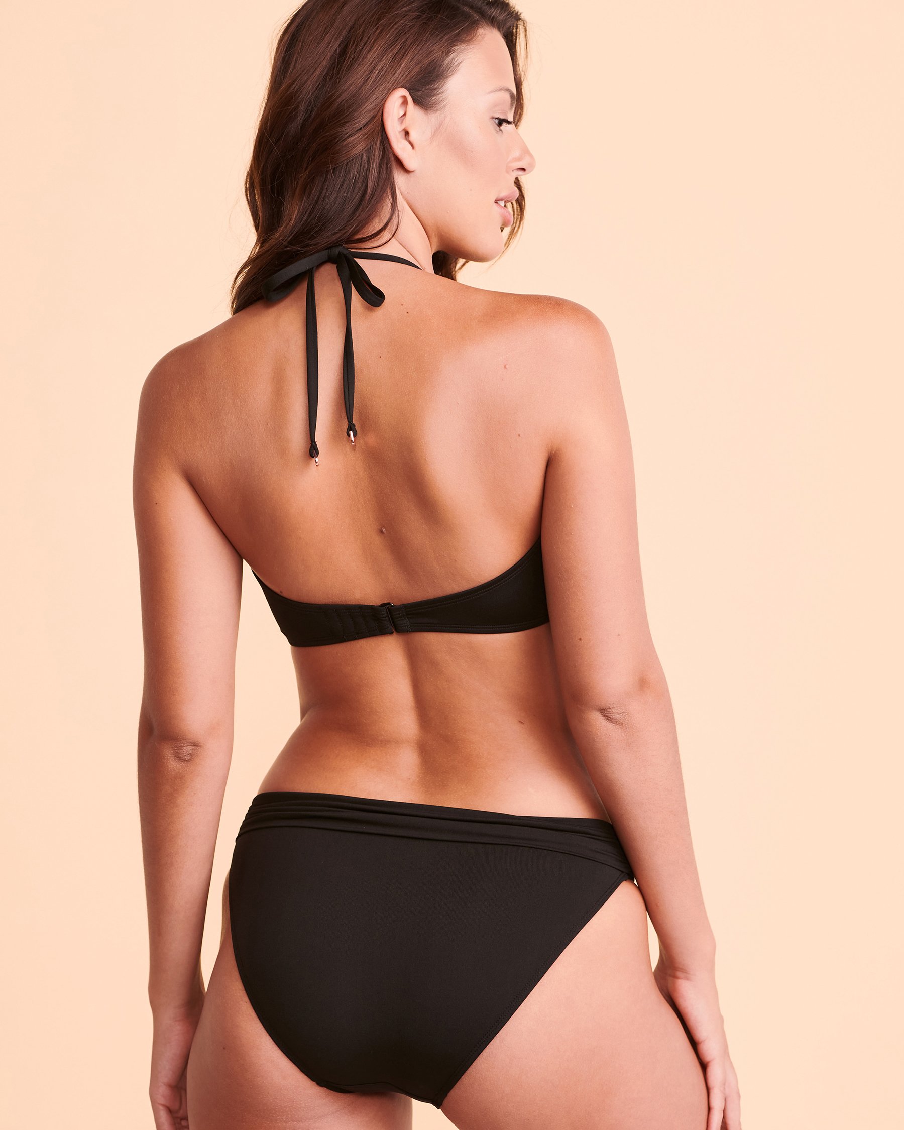 TURQUOISE COUTURE SOLID Halter Bandeau Bikini Top Black 01100133 - View2