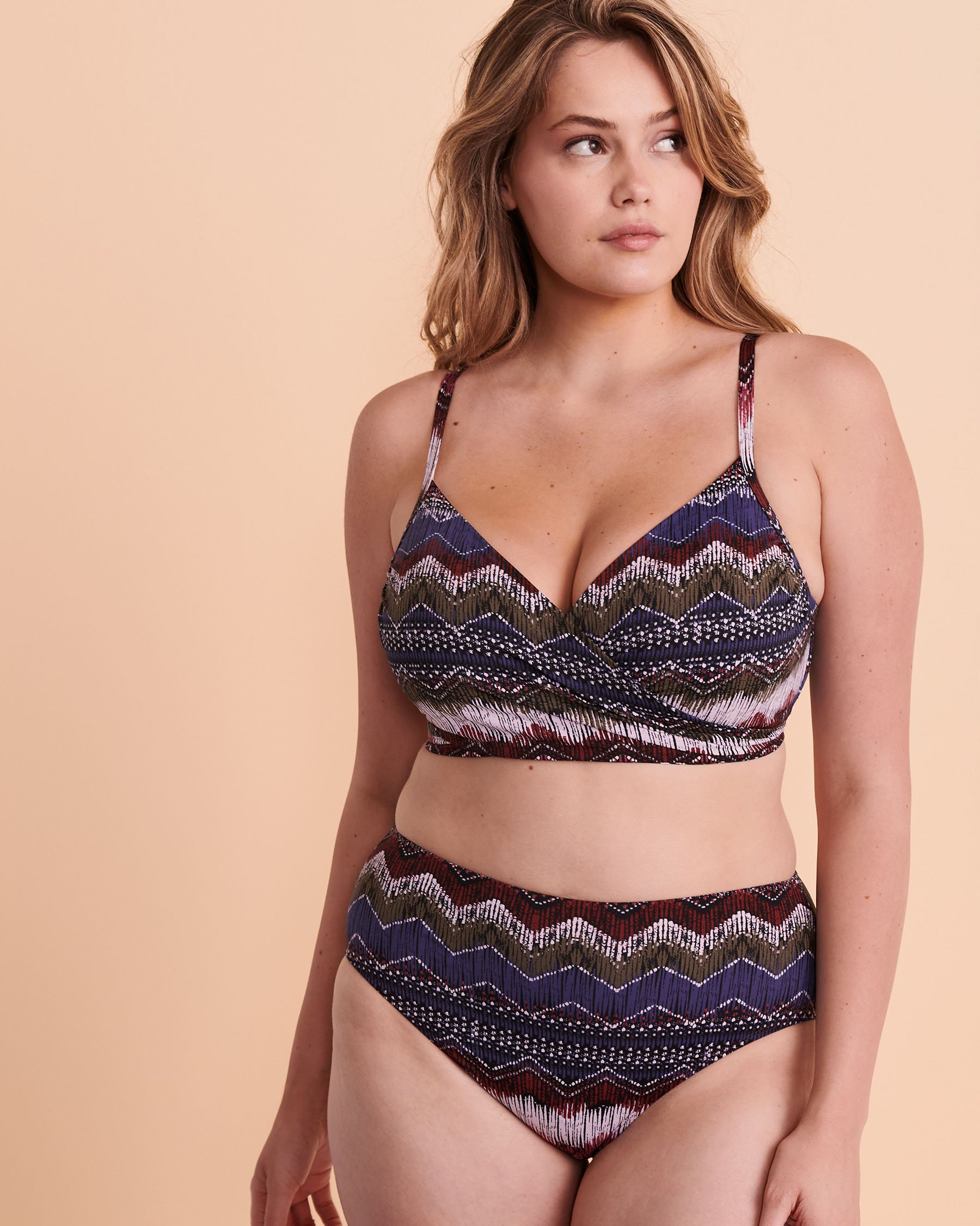 TURQUOISE COUTURE FADED High Waist Bikini Bottom Geometric print 01300142 - View4