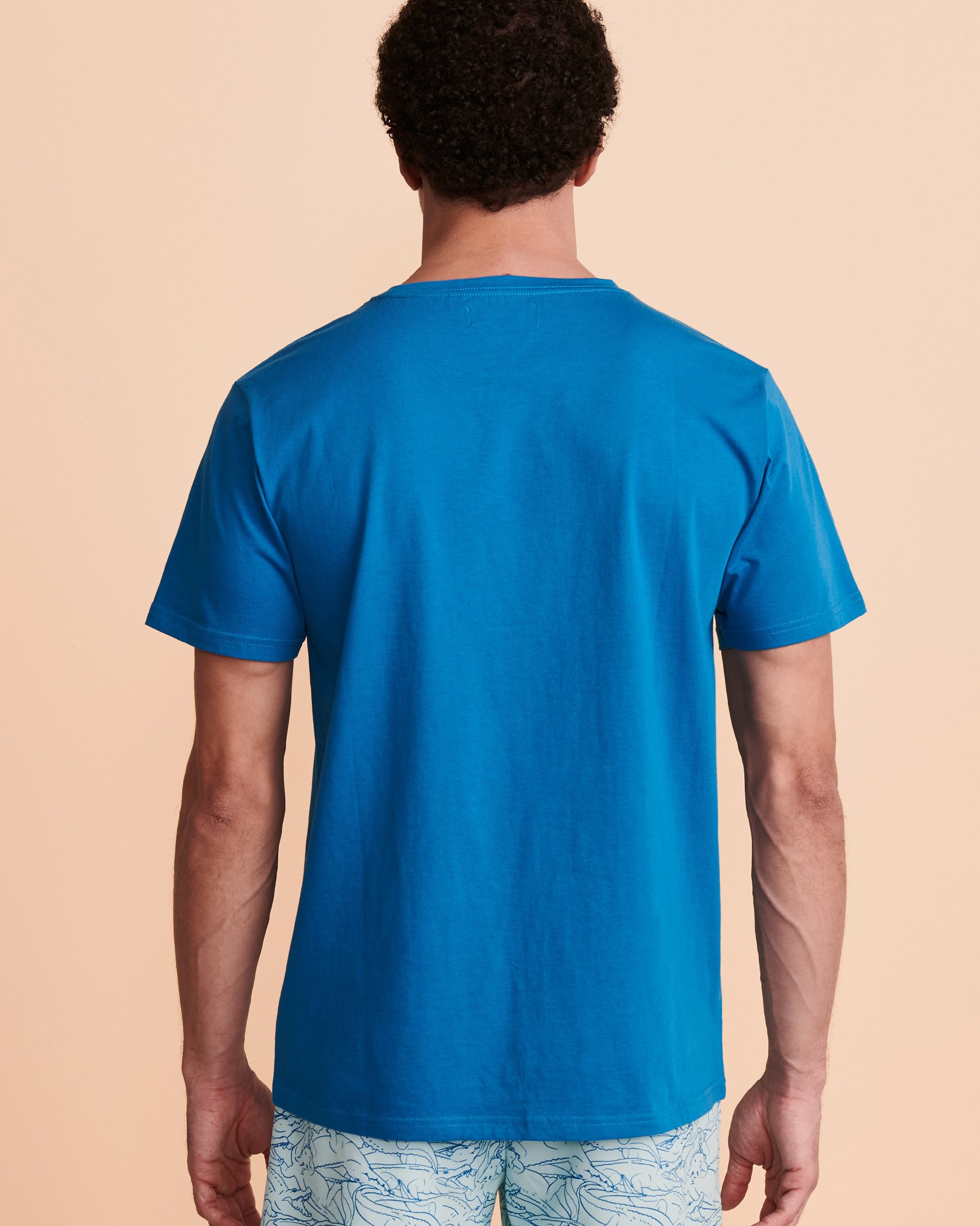 HAMABE Chandail manches courtes col rond Bleu mykonos 04100001 - Voir3