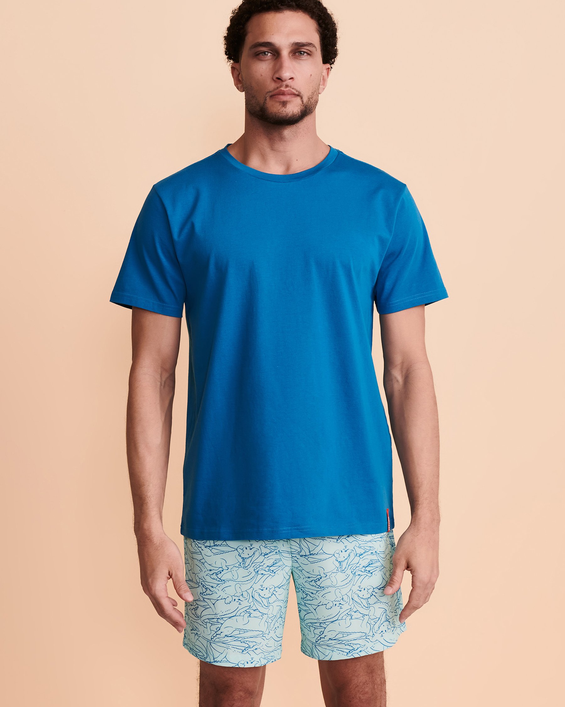 HAMABE Chandail manches courtes col rond Bleu mykonos 04100001 - Voir4