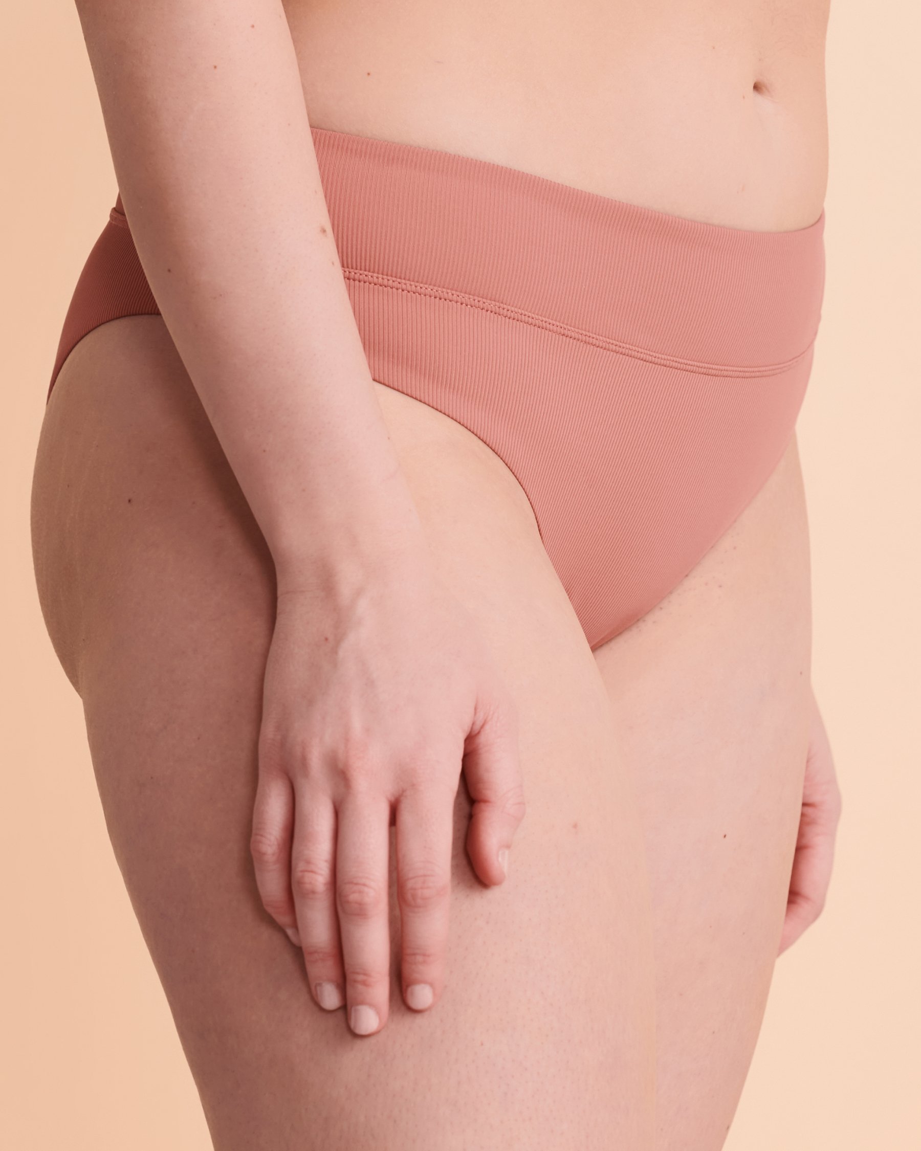 TROPIK RIB High Leg Bikini Bottom Brick 01300086 - View1