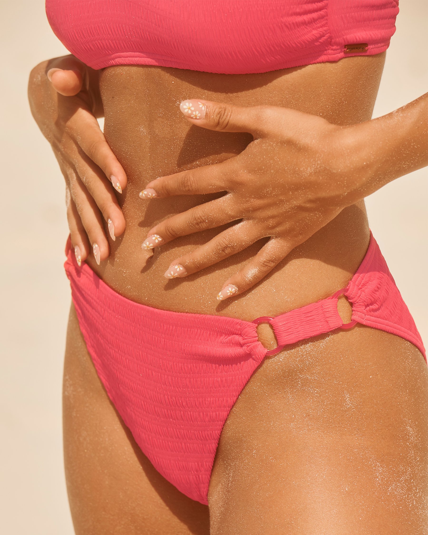 MY BIKINI STORY Bahamas Textured Cheeky Bikini Bottom Coral 01300333 - View1