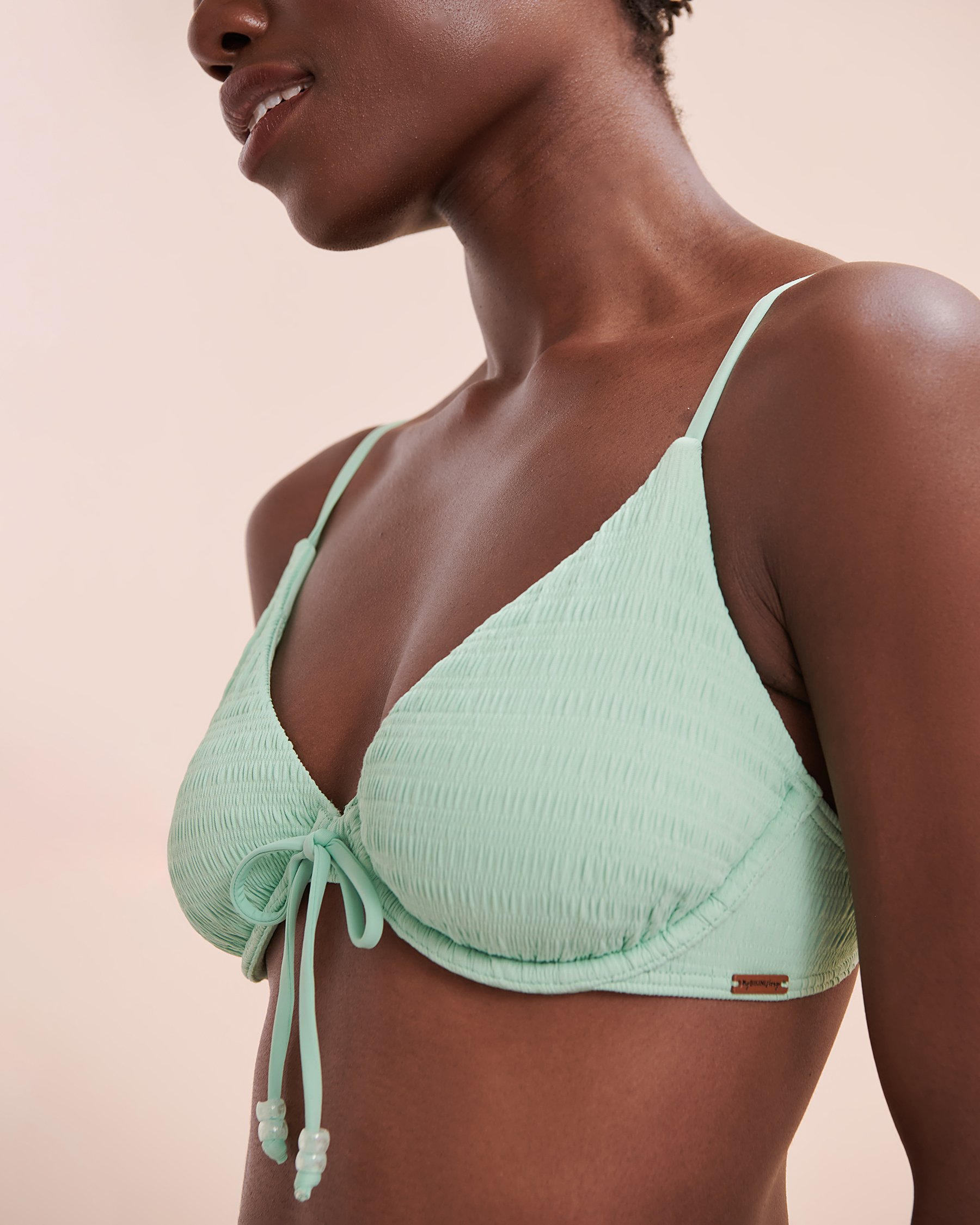 MY BIKINI STORY Haut de bikini plongeant à armatures texturé Bahamas Aqua 01100300 - View9